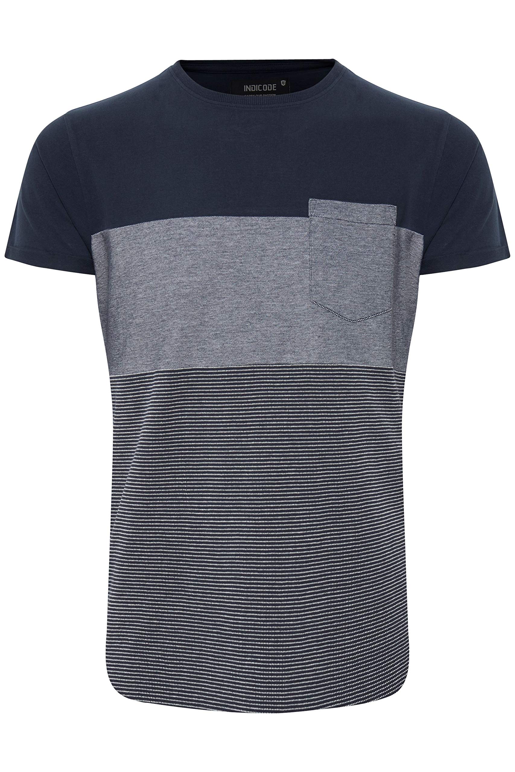 Indicode IDMorler Herren T-Shirt Kurzarm Shirt mit Streifen aus 100% Baumwolle mit Rundhalsausschnitt
