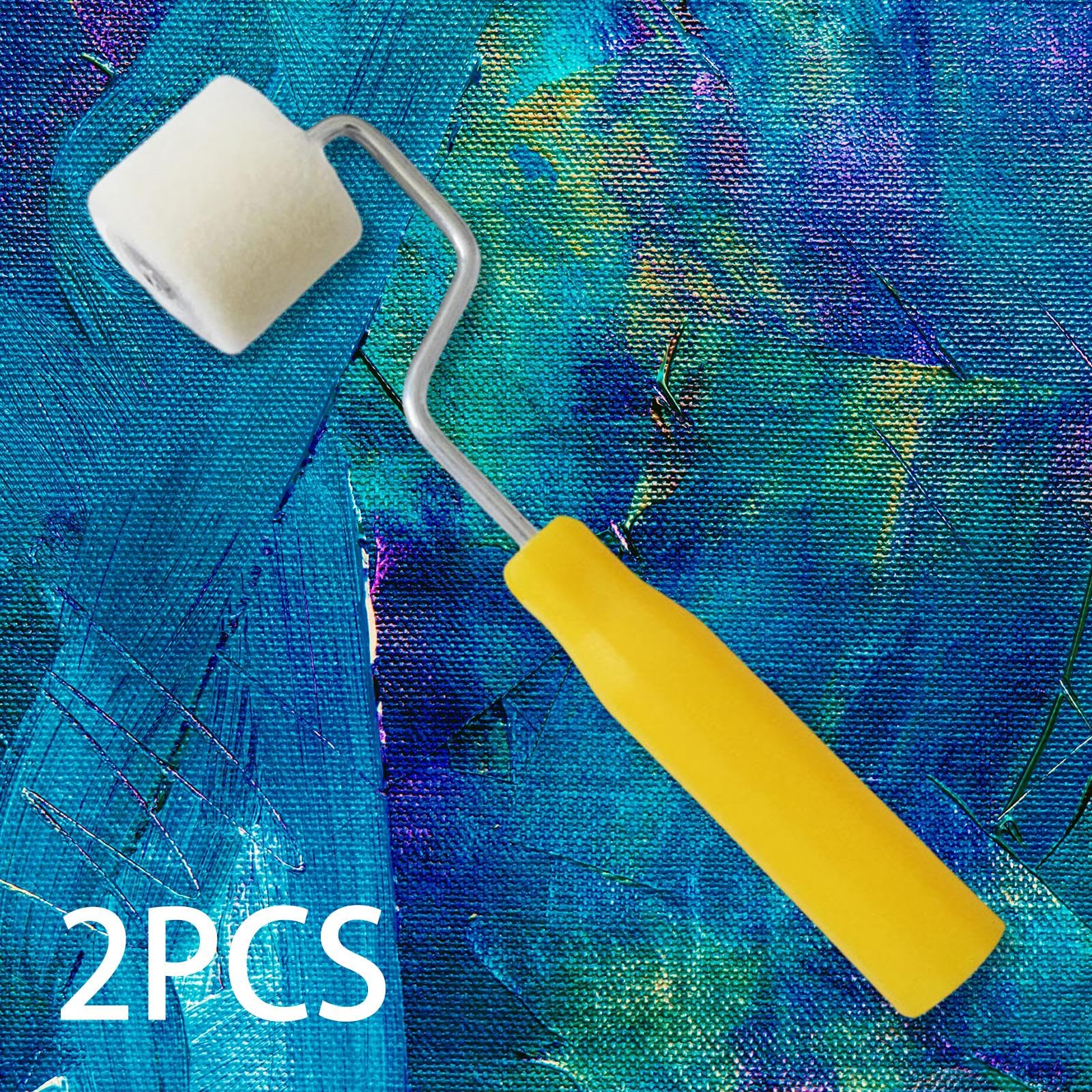 Confezione da 2 mini rulli per vernice, piccoli rulli di lana da 10,2 cm per dettagli precisi, ideali per ritocchi, progetti artistici e pittura in miniatura