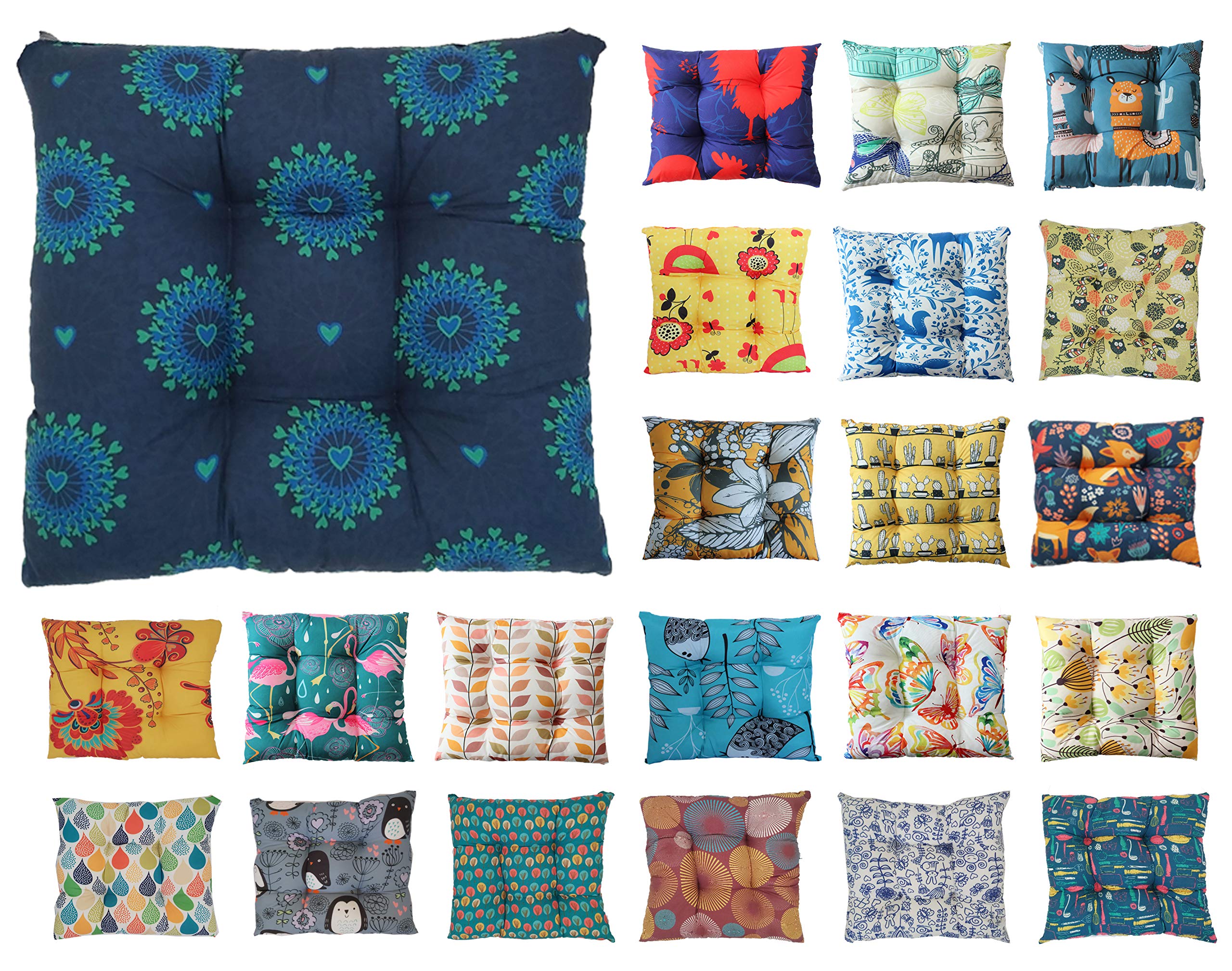 Tropik Home Colourful Seat Pads, Garden Kitchen Chair Cushion Tie On Many Colours (Hearts) — image 1