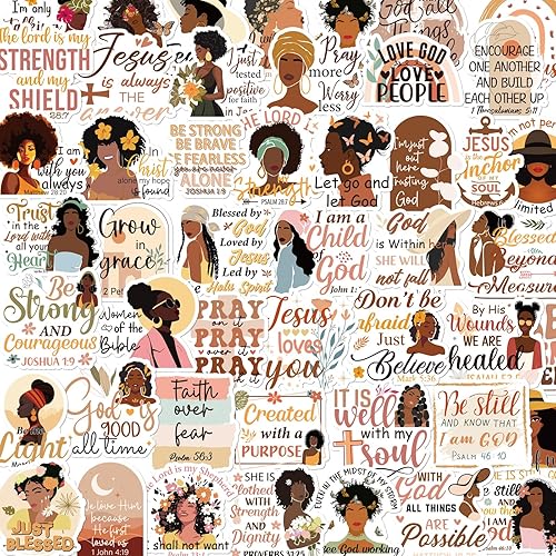 Miniatura 9 de Calcomanías para tablero de oración, 50 unidades, calcomanías de tablero de oración para mujeres negras, calcomanías motivacionales para botella de