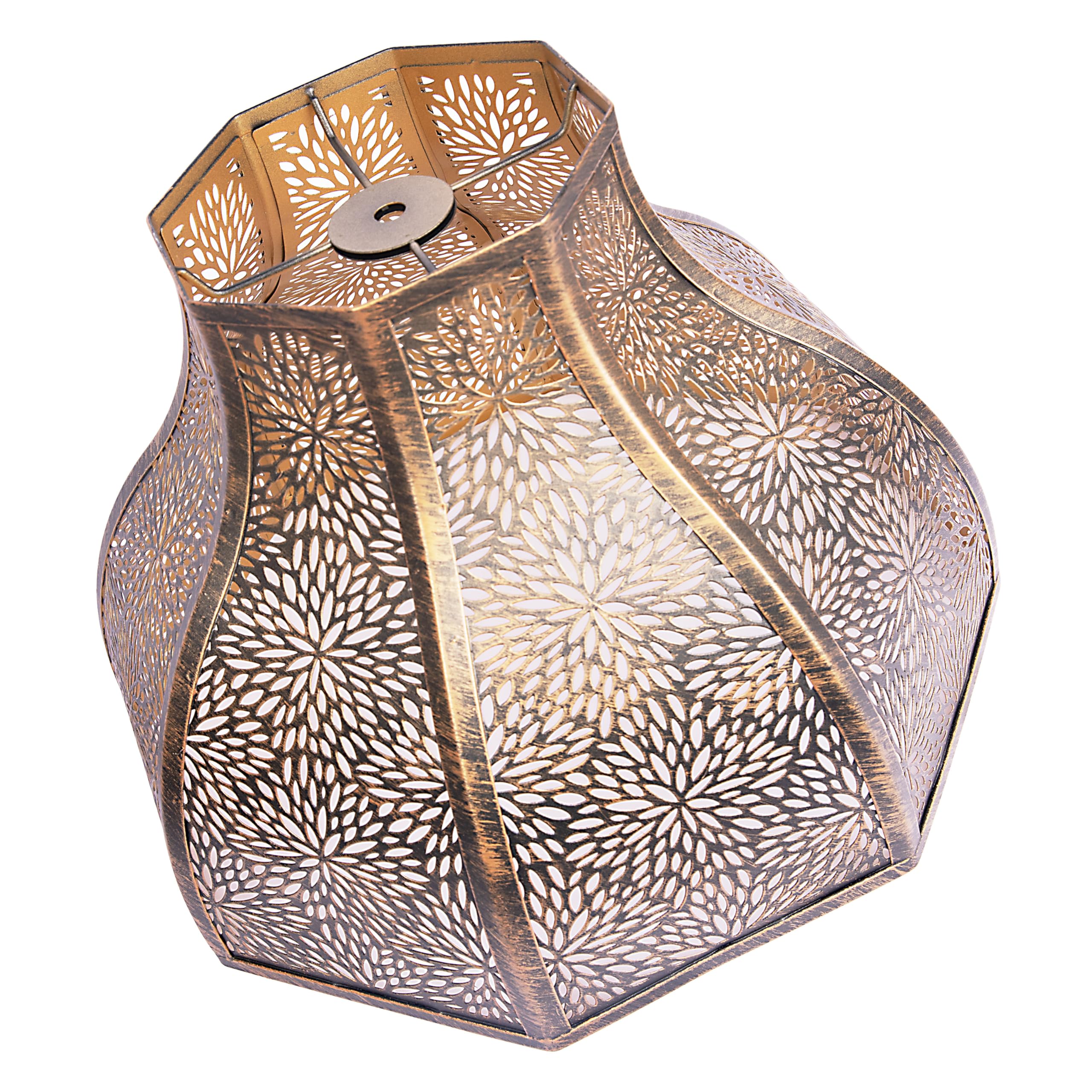 Metal large Bronze and Gold Lamp Shade, gothic rustic lamp shade,modern black 8-Petal Lotus Design lamp shades,5.32" Top Diameter, 13" Bottom Diameter