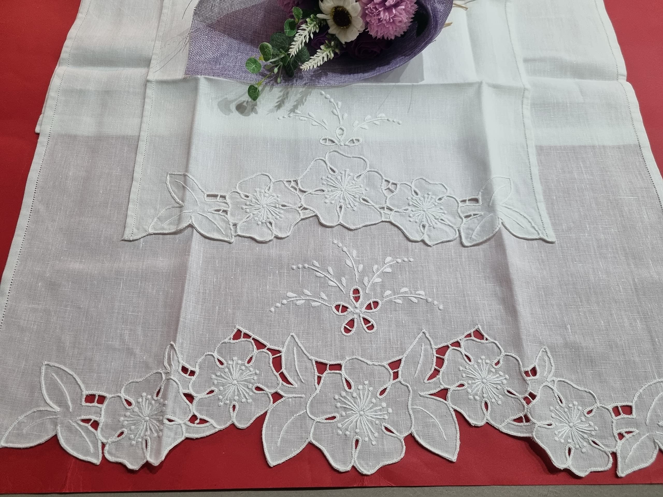 Elegantes Toallas 1+1 puro lino bordado Tallado y punto completo a mano