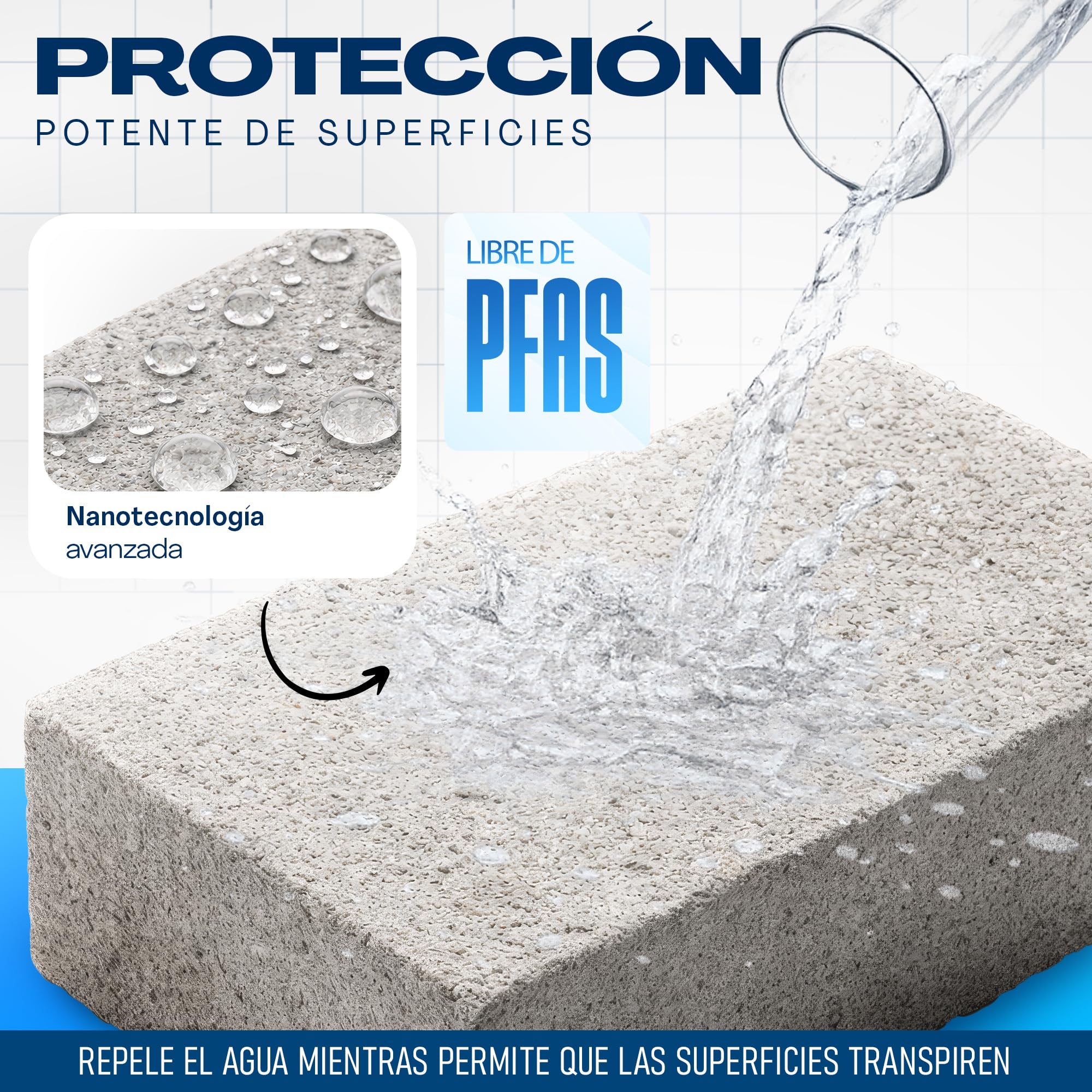 Hidrofugante Impermeabilizante 5L para 30-50 m2 | Hidrofugante Invisible para Fachadas, Terrazas, Piedra y Hormigón | Previene las manchas verdes, suciedad y humedad