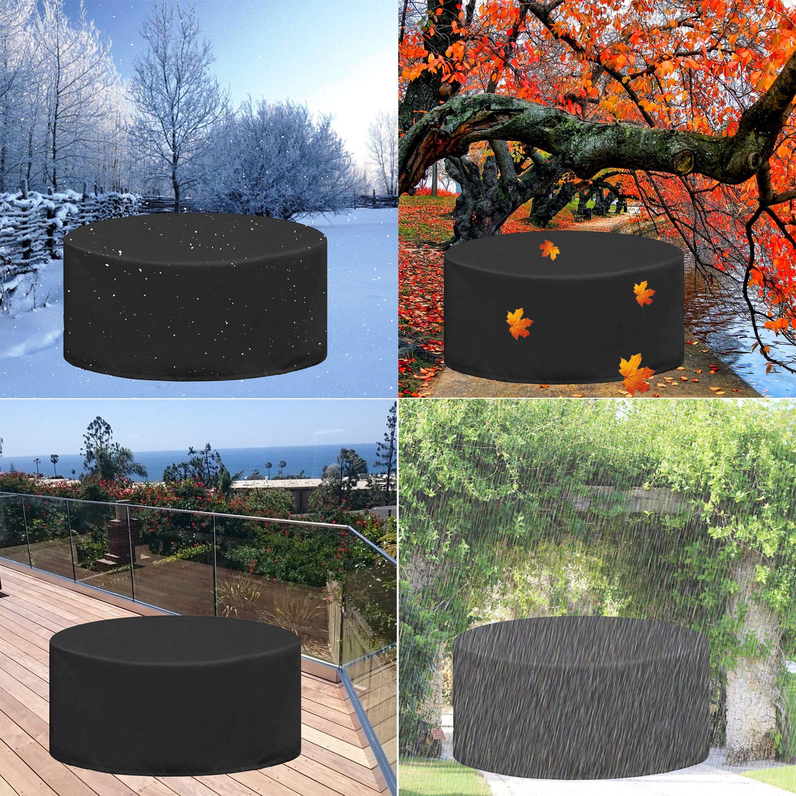 FOGUO Extra Large Outdoor Furniture Set Covers 50X28in, 420D Heavy Duty Tear-Resistant Garden Table and Chairs Covers, Patio Furniture Covers Waterproof, Anti-UV Garden Furniture Covers Round