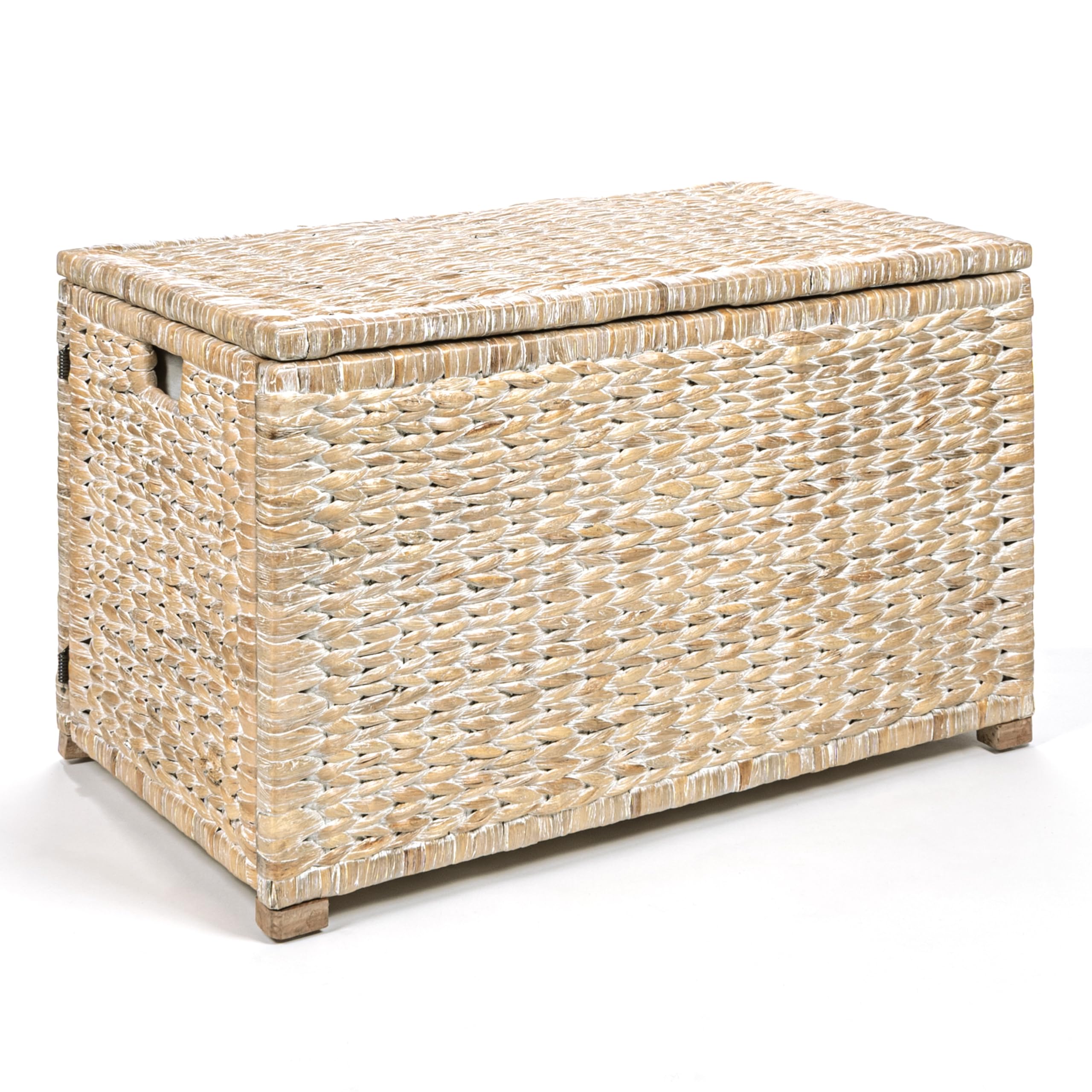 happimess HPM9005C Anada 30" Handwoven Wicker Weave Storage Trunk, White Wash, Collapsible for flat storage, for Office, Dorm Room, Living Room, Entryway, Bedroom, Dining Room