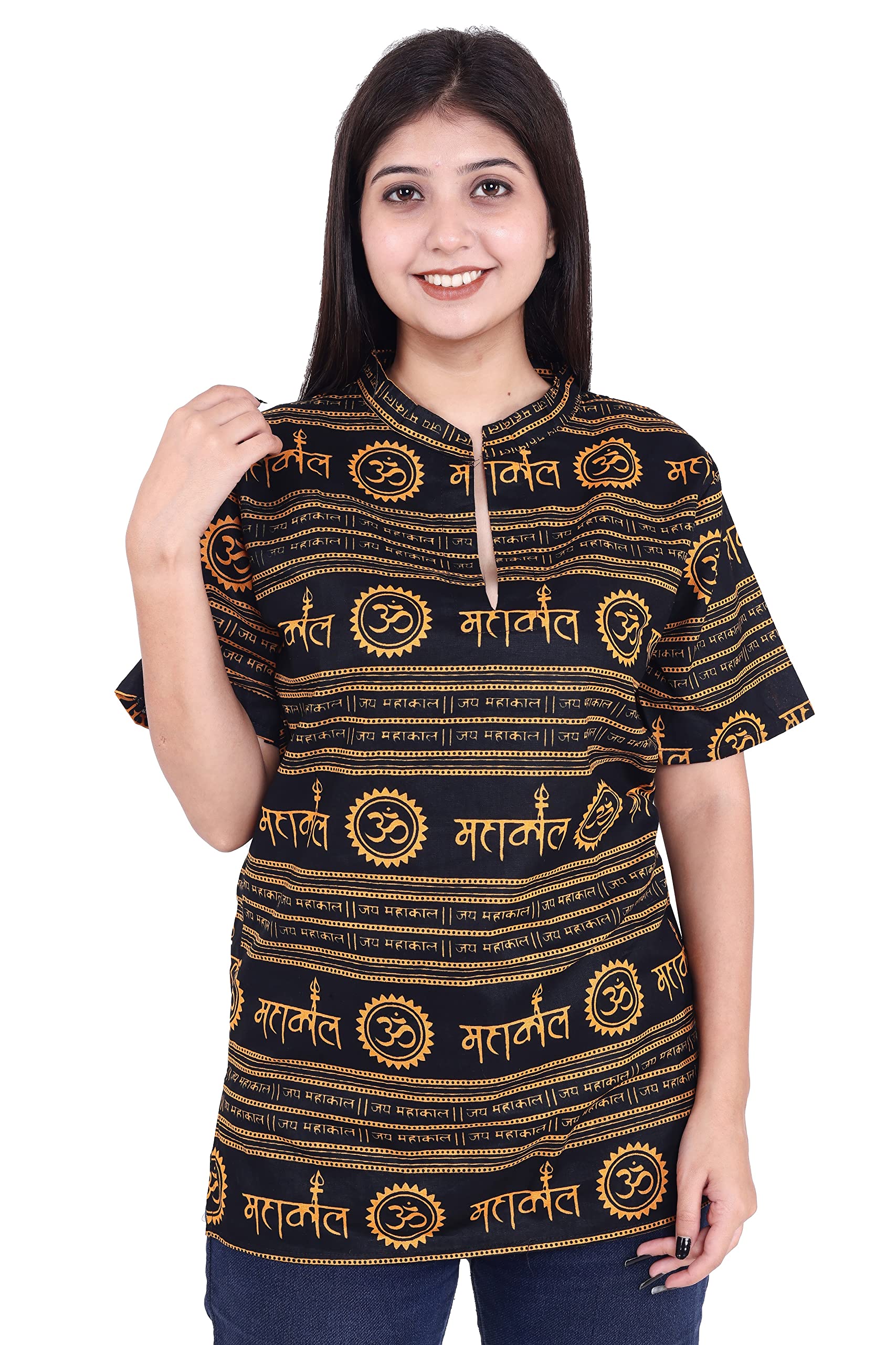 Unisex Pure Cotton Regular Fit Mahadev Printed Shirt||Devotional Tshirts - Mahakal (Pack of 1) Black Brown,Medium-picture-50