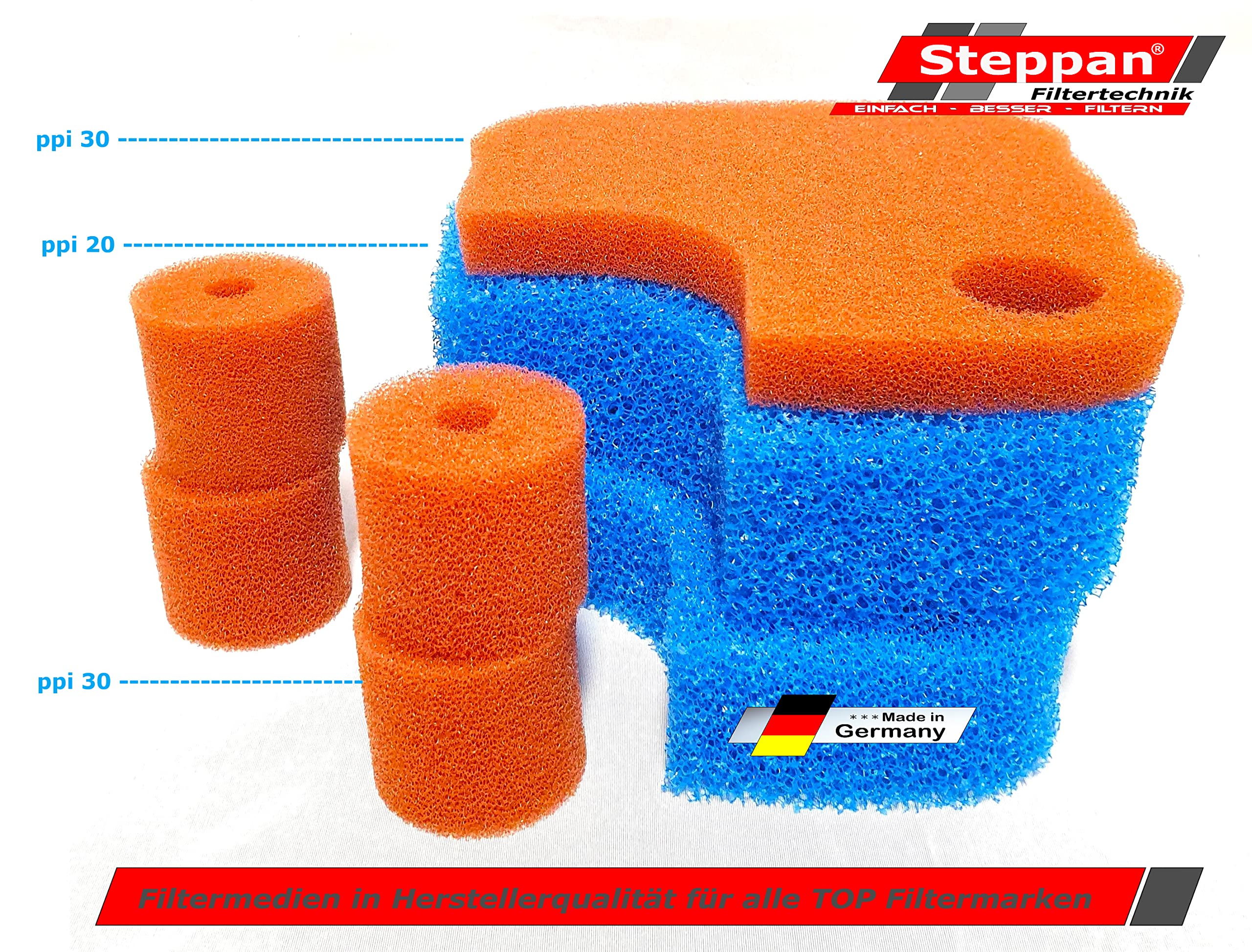 Filterschwämme EIN Set passend für Oase Biomaster 250 und 250 Thermo (2 x Blau 1 x Rot Plus 4 x Rund Rot) 1 Set Filterschwämme