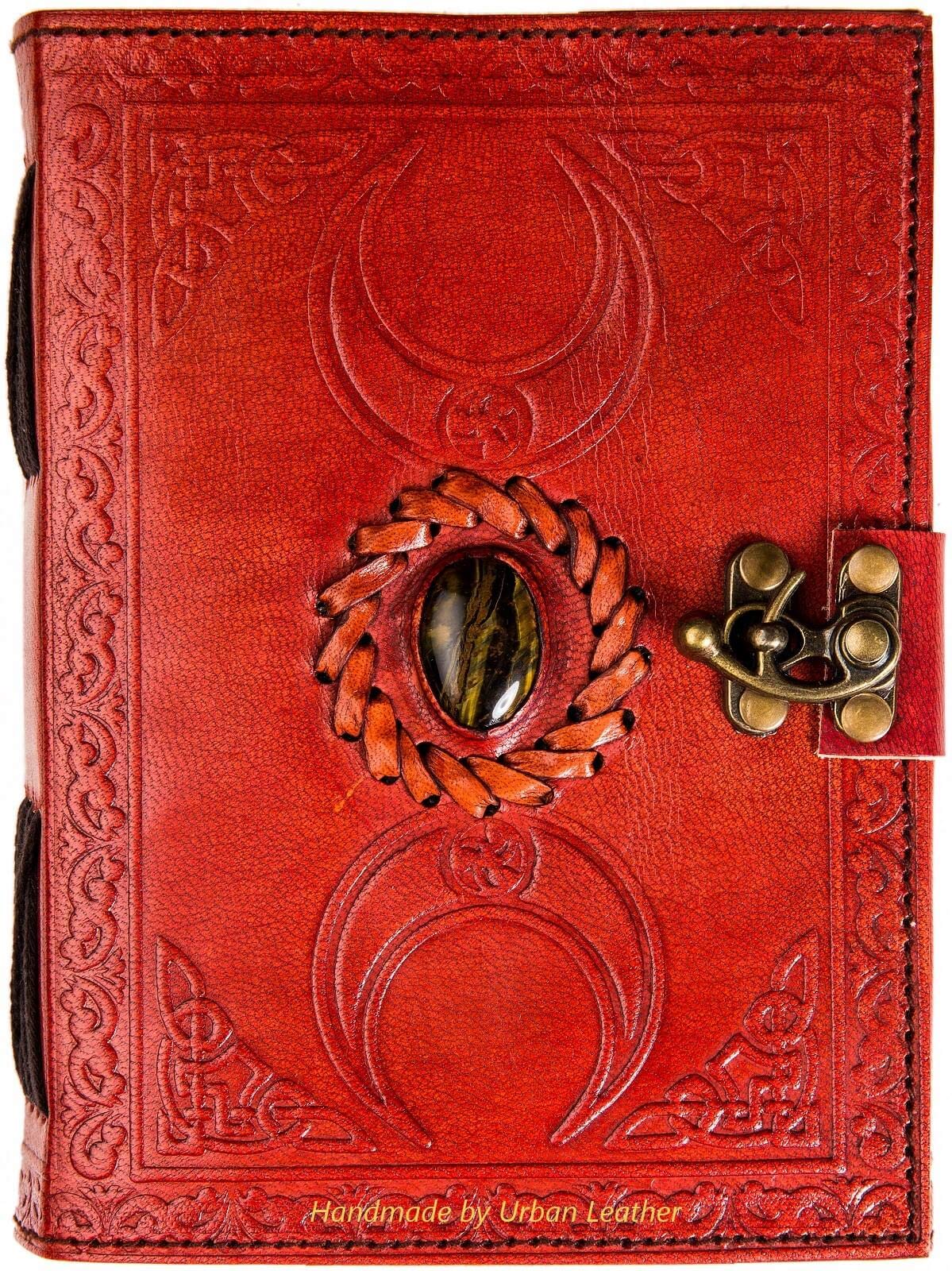 URBAN LEATHERTiger Eye Black Journal for Men Women to Write in, Artist Sketchbook Drawing Notebook Scrapbook, Thick Unlined Pages