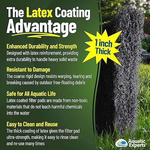 Miniatura 5 de Classic Koi Pond COARSE Cojín de filtro - Bulk roll NEGRO 12 pulgadas por 72 pulgadas por 1 pulgada - Diseño personalizado - Medios de filtración