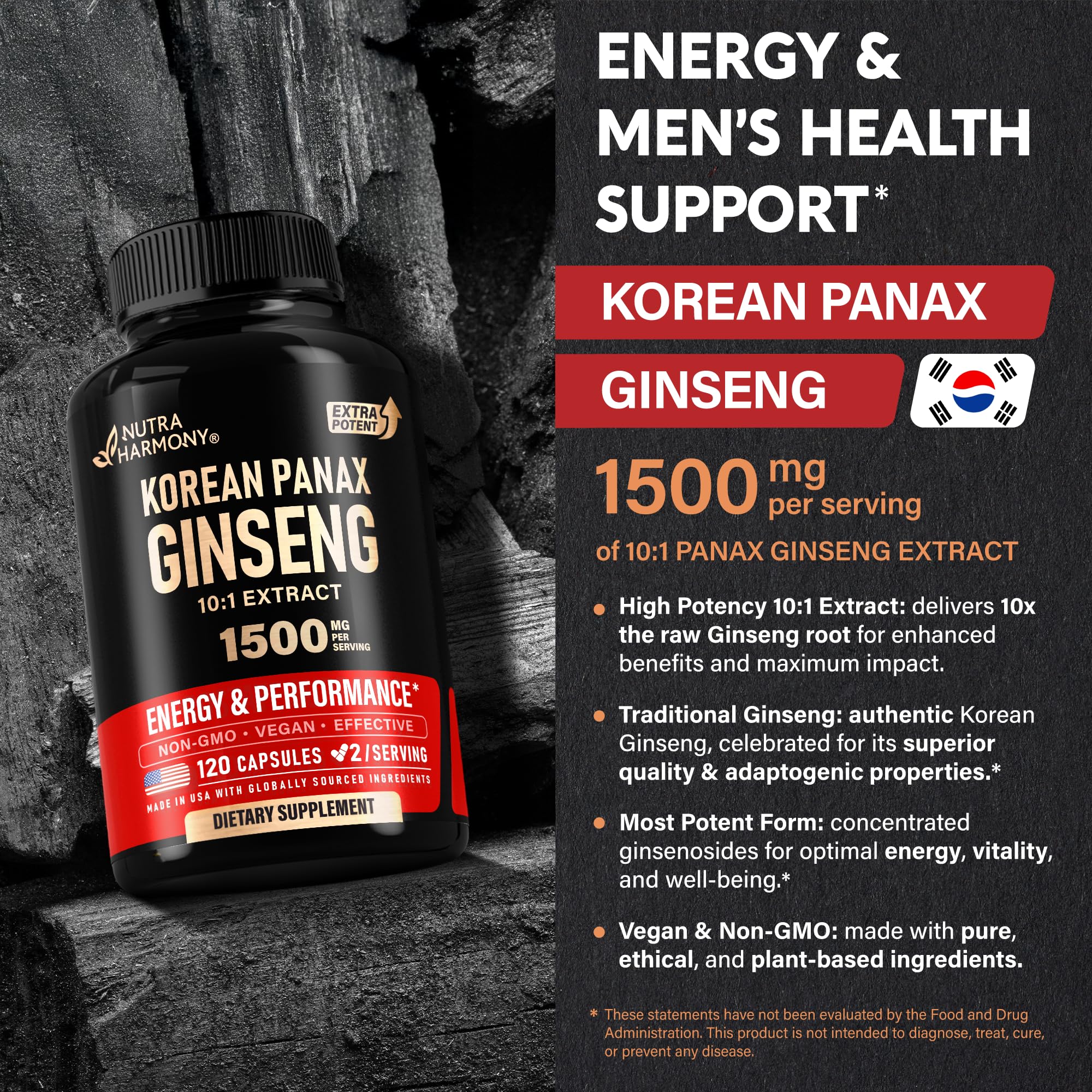 Panax Ginseng 1500mg - Energy, Focus, Productivity & Performance - 120 Caps — Amazon image 4