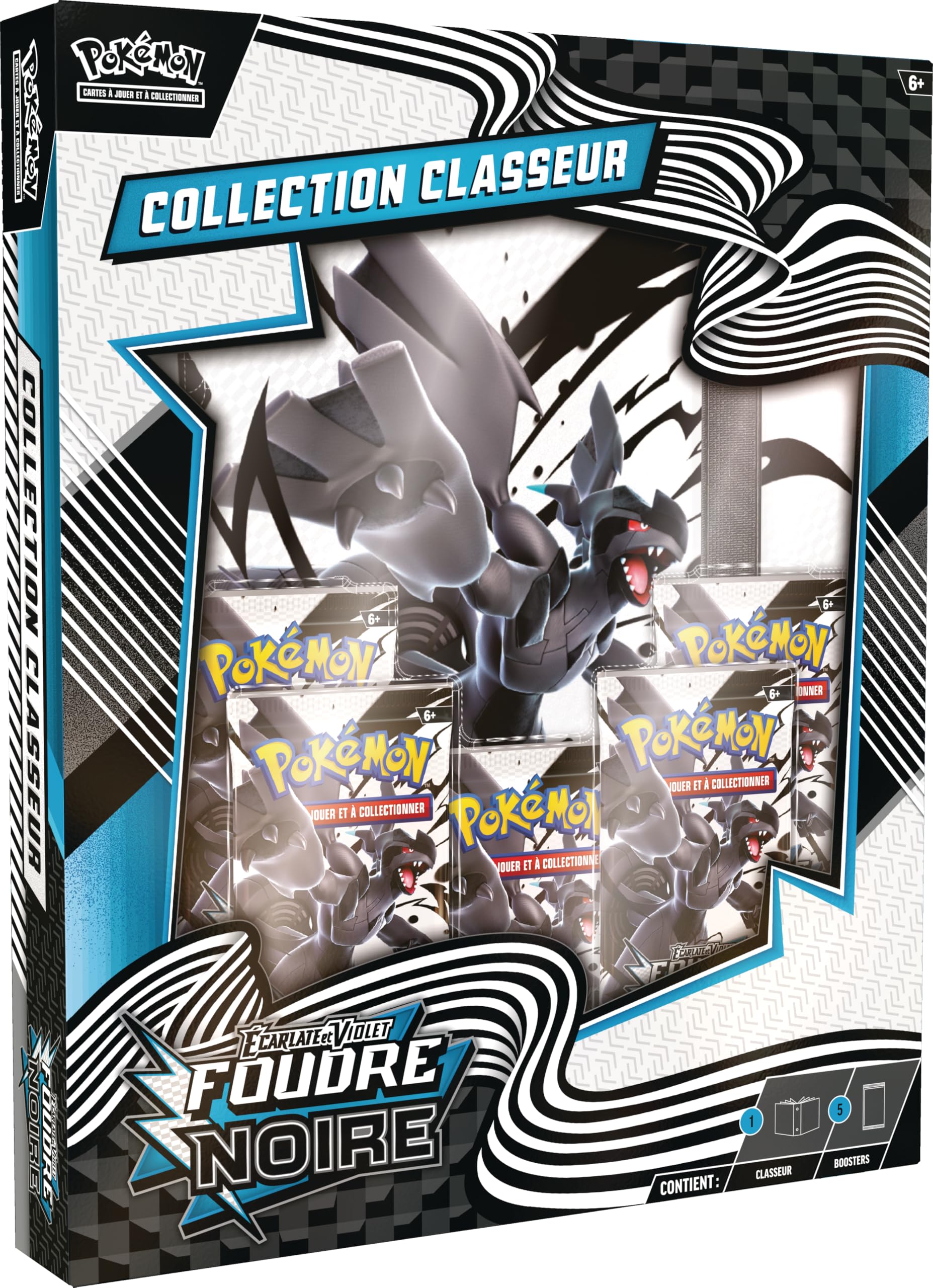 Pokémon : Collection classeur Écarlate et Violet – Foudre Noire (classeur Zekrom et 5 boosters) du JCC Pokémon