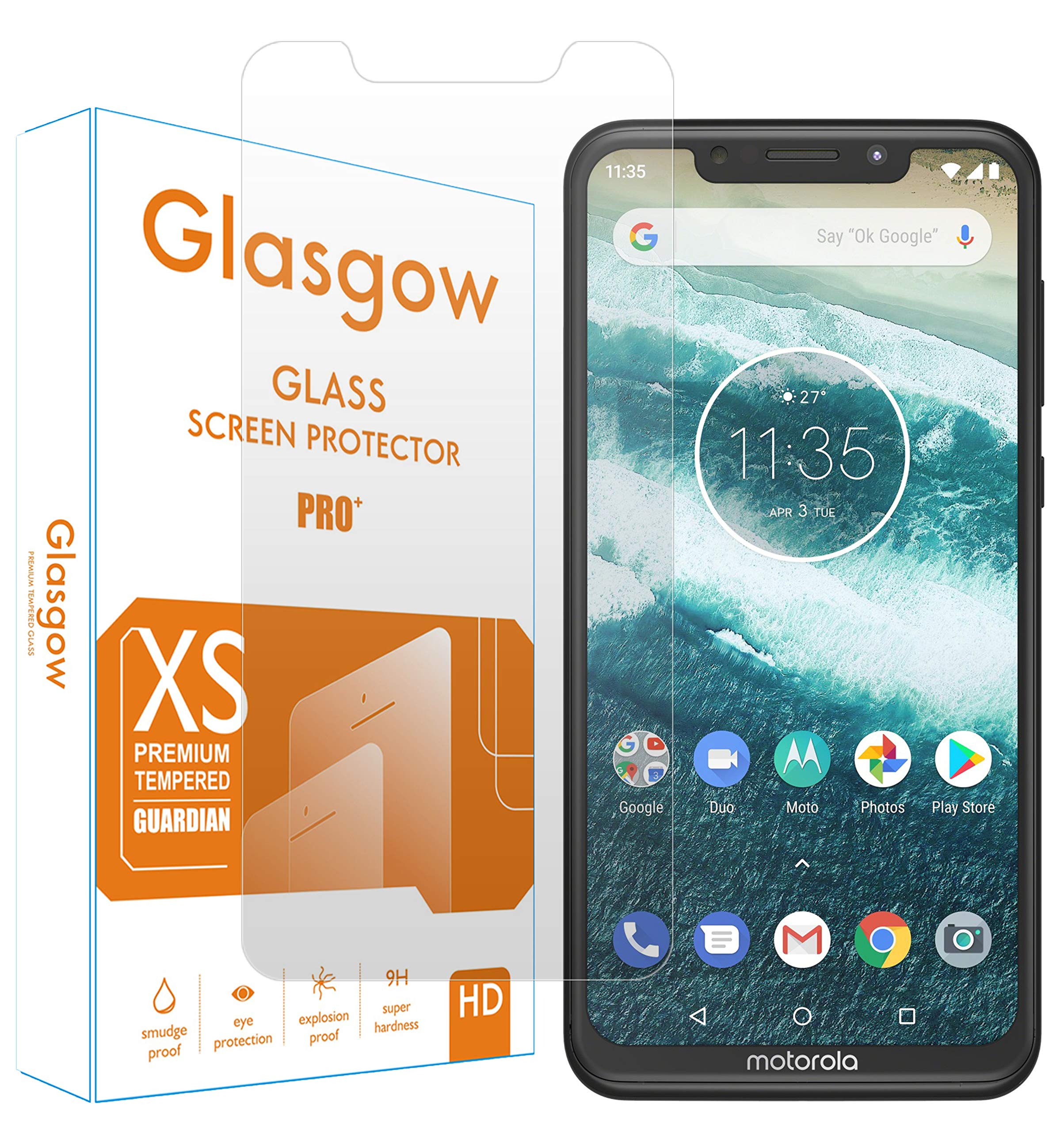 Glasgow Screen Protector for Motorola Moto One Power [Tempered Glass Guard] [Gorilla] Easy Installation [Anti FingerPrint] (B082HS359Y) Amazon Price History, Amazon Price Tracker