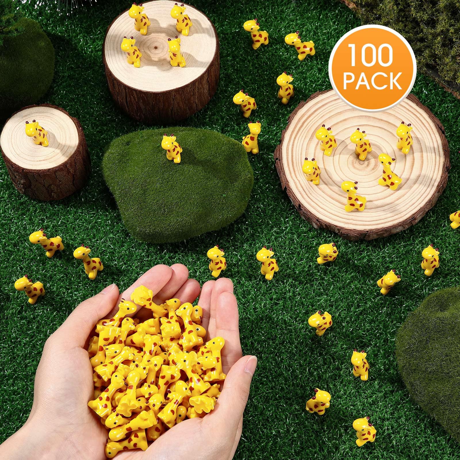 Simgoing 50 Pcs Mini Resin Giraffe Tiny Giraffe Resin Ornaments for Garden Home Decoration Zoo Animal Micro Landscape Ornaments Kit Fairy Dollhouse Accessories (Classic)