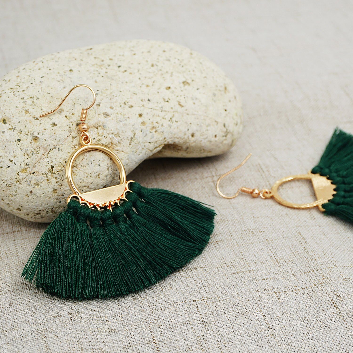 Suyi Women Tassel Earrings Bohemia Fan Shape Thread Tassel Statement Drop Dangle Earrings for Girl Lady - Image 4