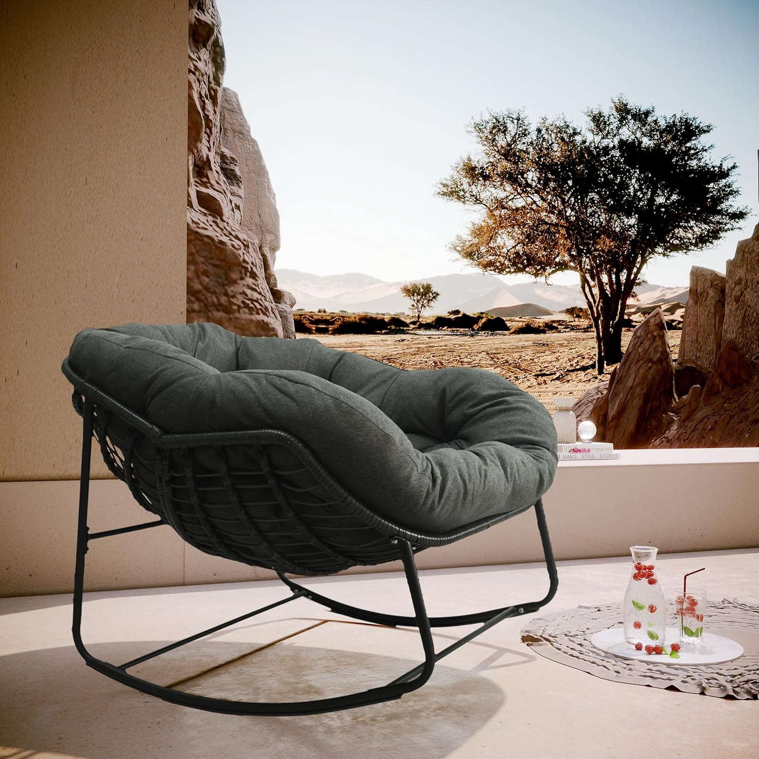 Outdoor Rocking Chair,Padded Cushion Rocker Recliner Uganda Ubuy