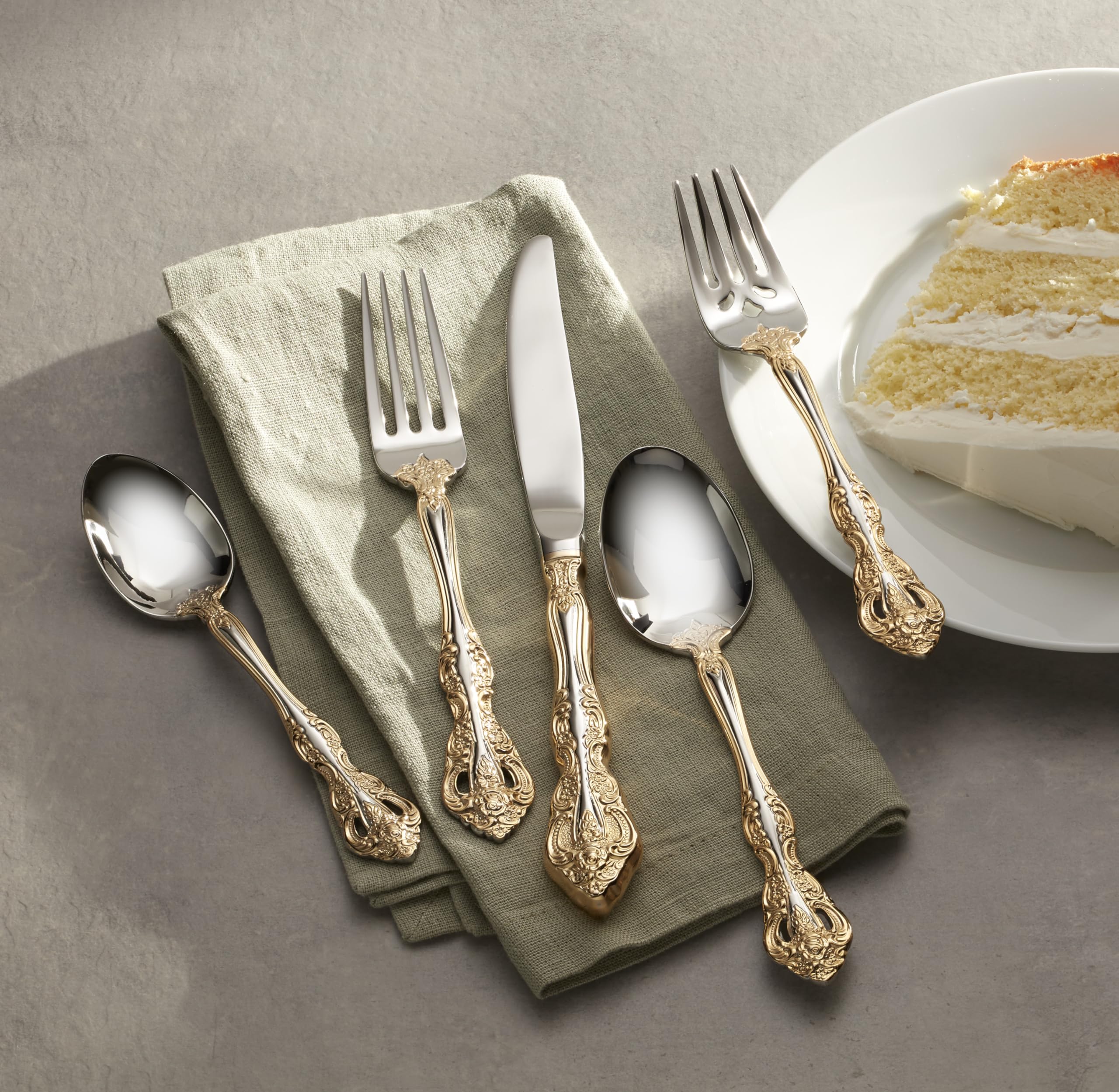Amazon.com: Oneida Golden Michelangelo 5 Piece Fine Flatware Set