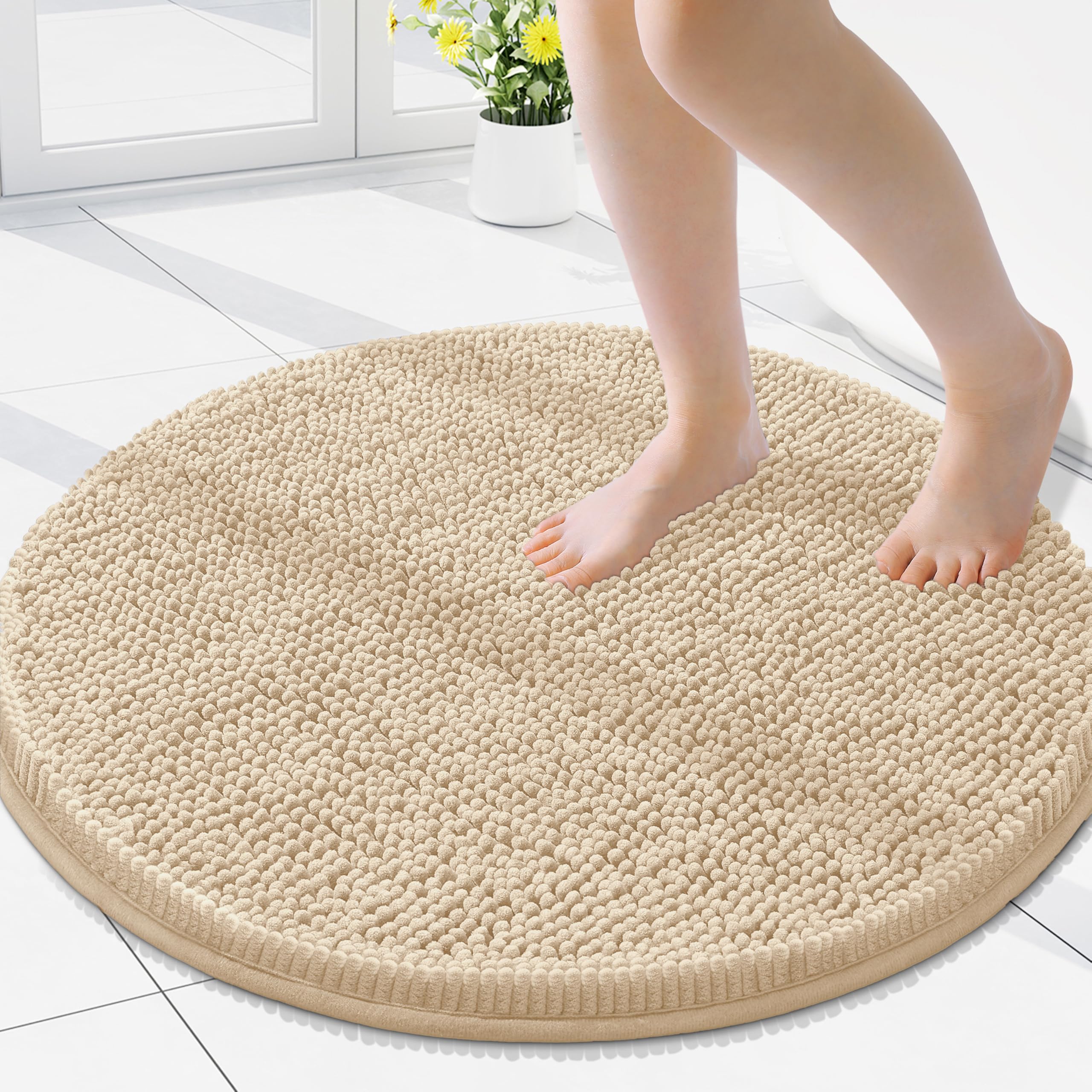 Smiry Round Bathroom Rugs 24X24, Chenille Extra Soft Absorbent Bath Mat