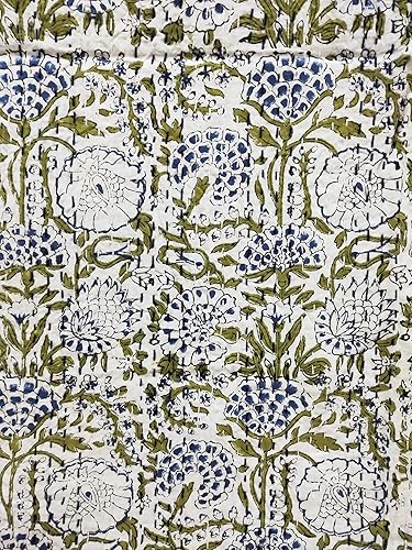 Miniatura 3 de Colcha de algodón hecha a mano india Kantha, colcha de algodón hecha a mano india a mano, estampado floral, Kantha, sábana Gudari Queen (estándar de