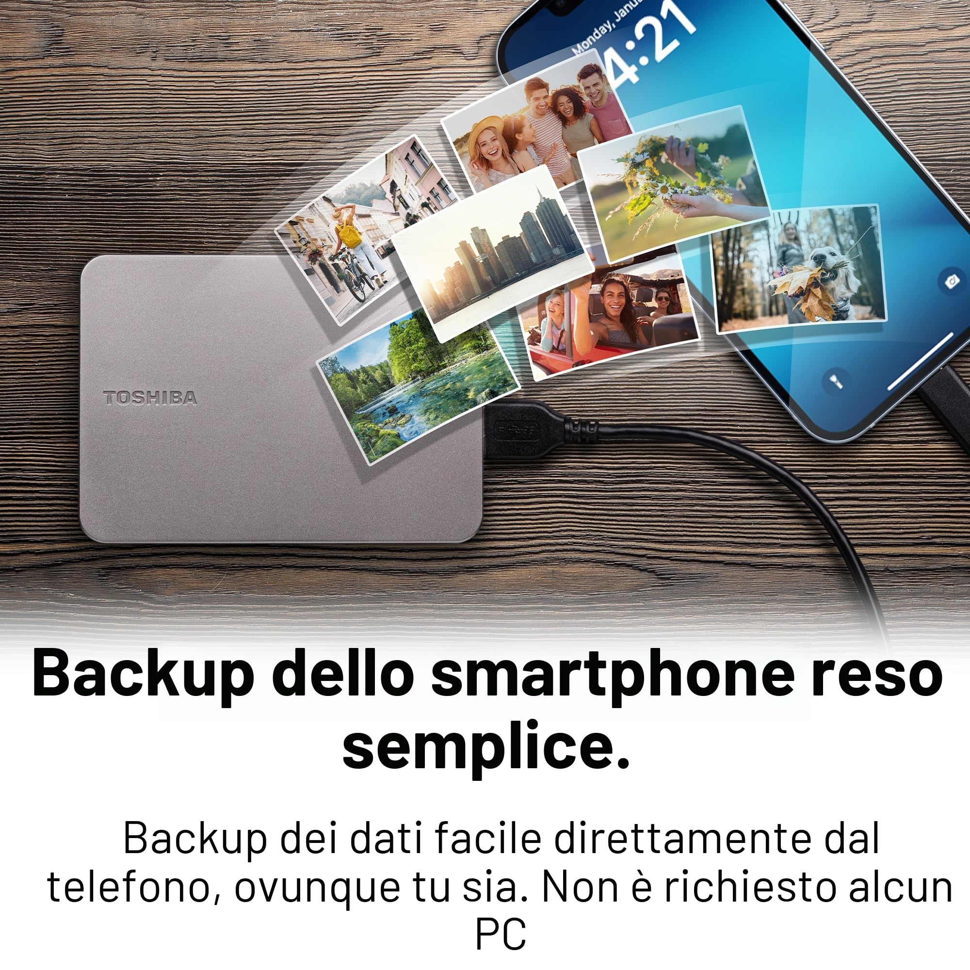 Toshiba Canvio Flex 1TB disco rigido esterno 2.5 3.2 Gen 1 [3.1 Gen 1] Argento (CANVIO FLEX 1TB WARM SILVER - 2.5IN USB 3.2 GEN 1)