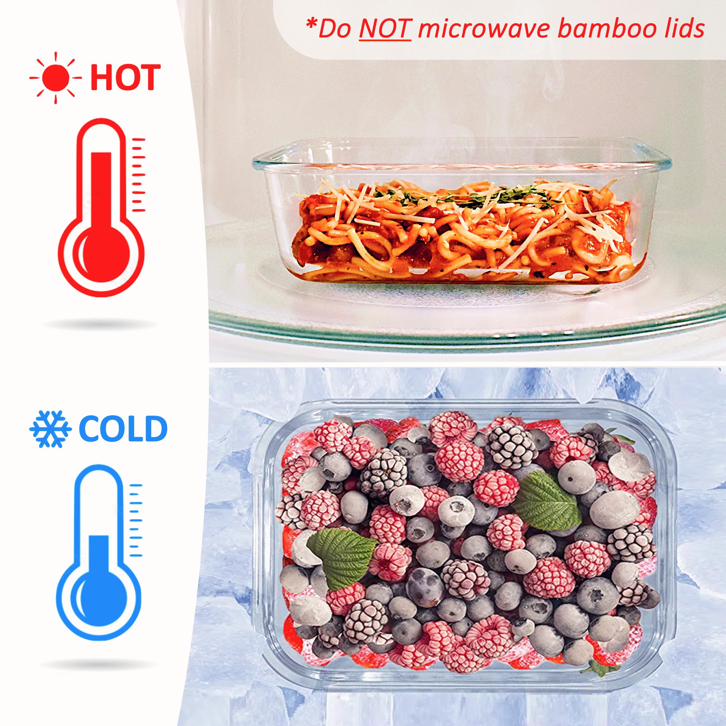EcoPreps Glasbehälter mit Bambusdeckel (3er-Pack) – 100% plastikfrei, umweltfreundliche Lunchbehälter, Bambusdeckel-Aufbewahrungsbehälter-Set – mikrowellengeeignetes Glas-Frischhaltedosen-Set