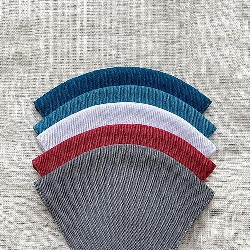 Miniatura 10 de Paquete de 5 cubrebocas de lino y algodón, 3 capas, lavable, reutilizable (algodón de azúcar)