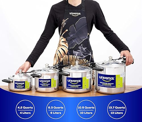 Miniatura 5 de Universal Olla a presión (4.2 cuartos / 4 litros), 5 porciones, olla a presión de aluminio con múltiples sistemas de seguridad y asas resistentes al