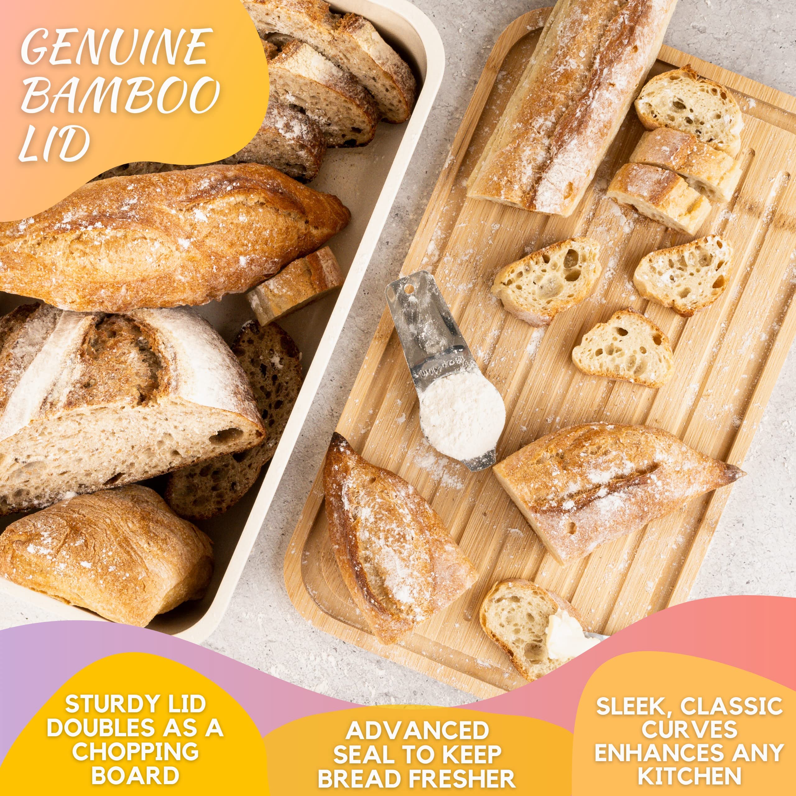 White Bread Box Kitchen Countertop Large Bread Storage Container Bread