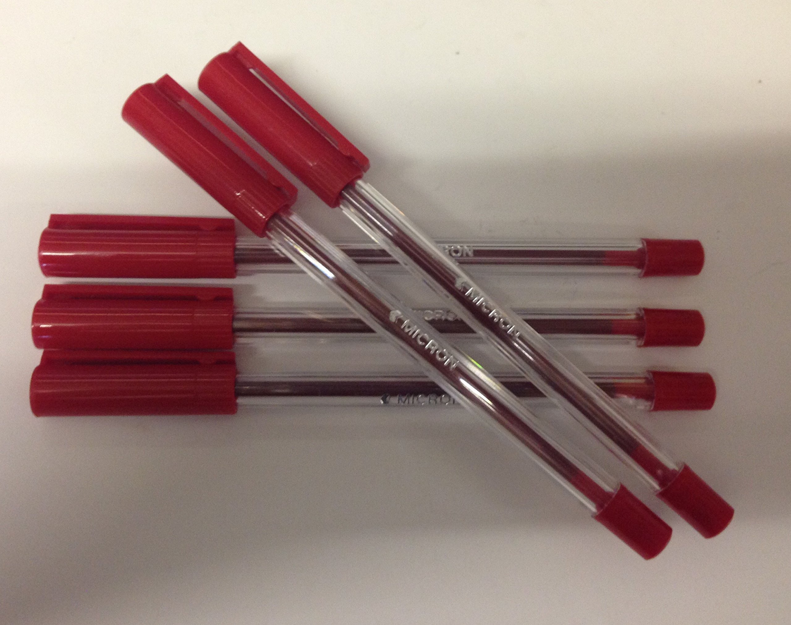 20x RED MICRON BALLPOINT PENS. MEDIUM POINT RED BIROS