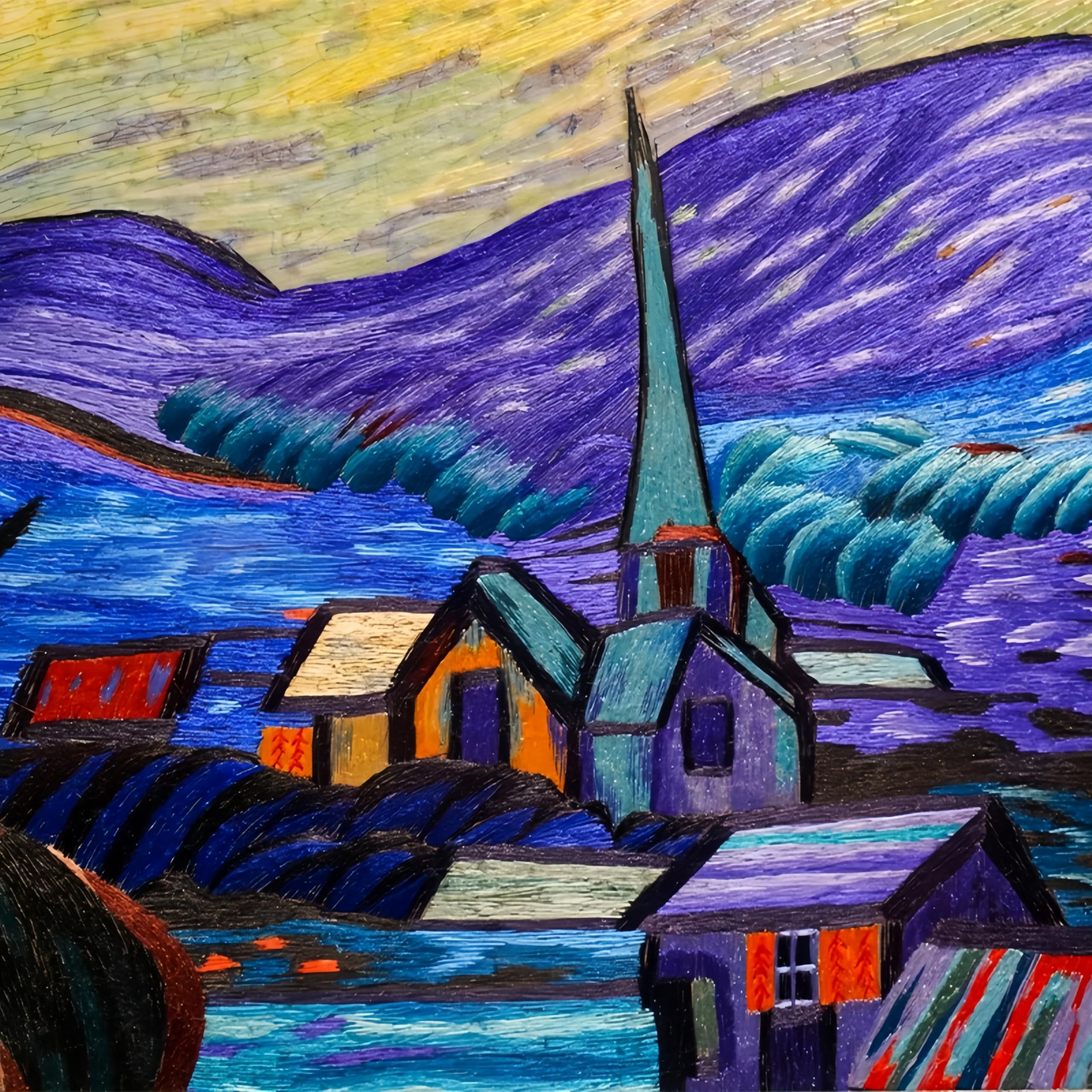 FENGSHUI-CAISHEN Cross-stitch, Embroidery for Van Gogh Wall Art Starry Sky - Wall Decor for Living Room, Chinese New Year Decoration, Chinese Decor & Gifts, Van Gogh Gifts