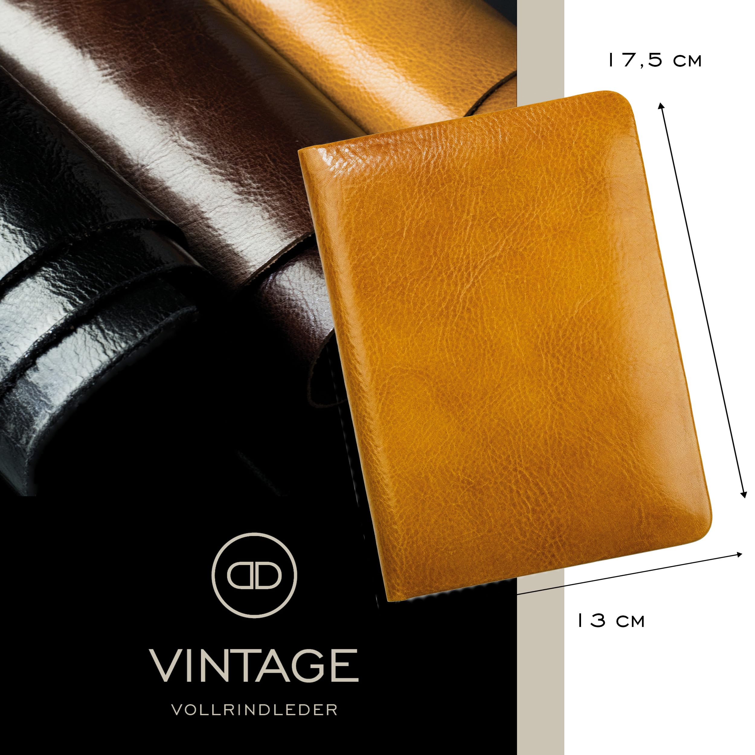 DELMON VARONE - Personalisierbares Adressbuch DIN A6+ gebunden mit A-Z Register Vintage Leder braun - Telefonbuch klein mit leicht wattiertem Hardcover Einband & alphabetischem Telefonregister
