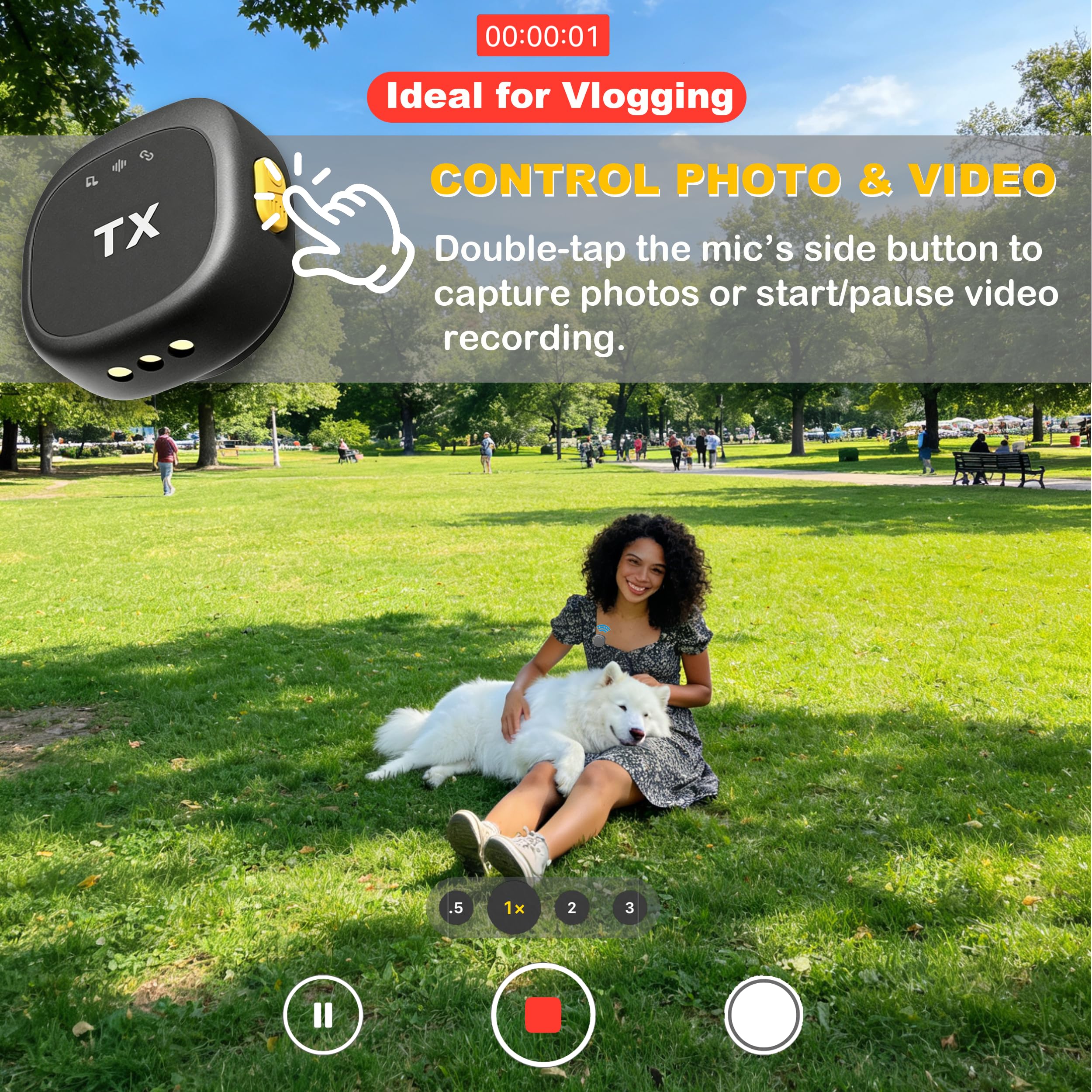 BSONE Kabelloses Lavalier-Mikrofon für iPhone & Android, Clip-On-Mini-Mikrofon mit Ladehülle, wiederaufladbares professionelles Ansteckmikrofon für Vlogging, Videoaufnahmen, Content-Creators, YouTube