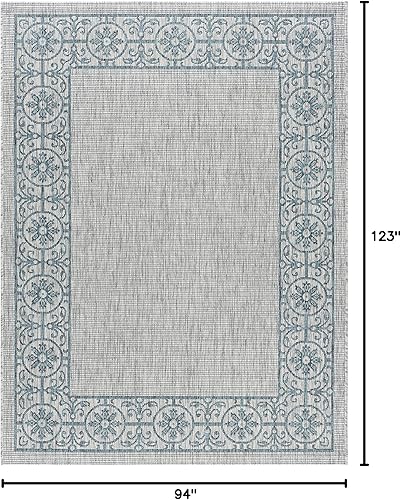 Miniatura 2 de Alfombra grande de yute verde azulado para interiores y exteriores, 8 x 10 pies, para entrada, patio, terraza, jardín, exterior, porche, pasillo,