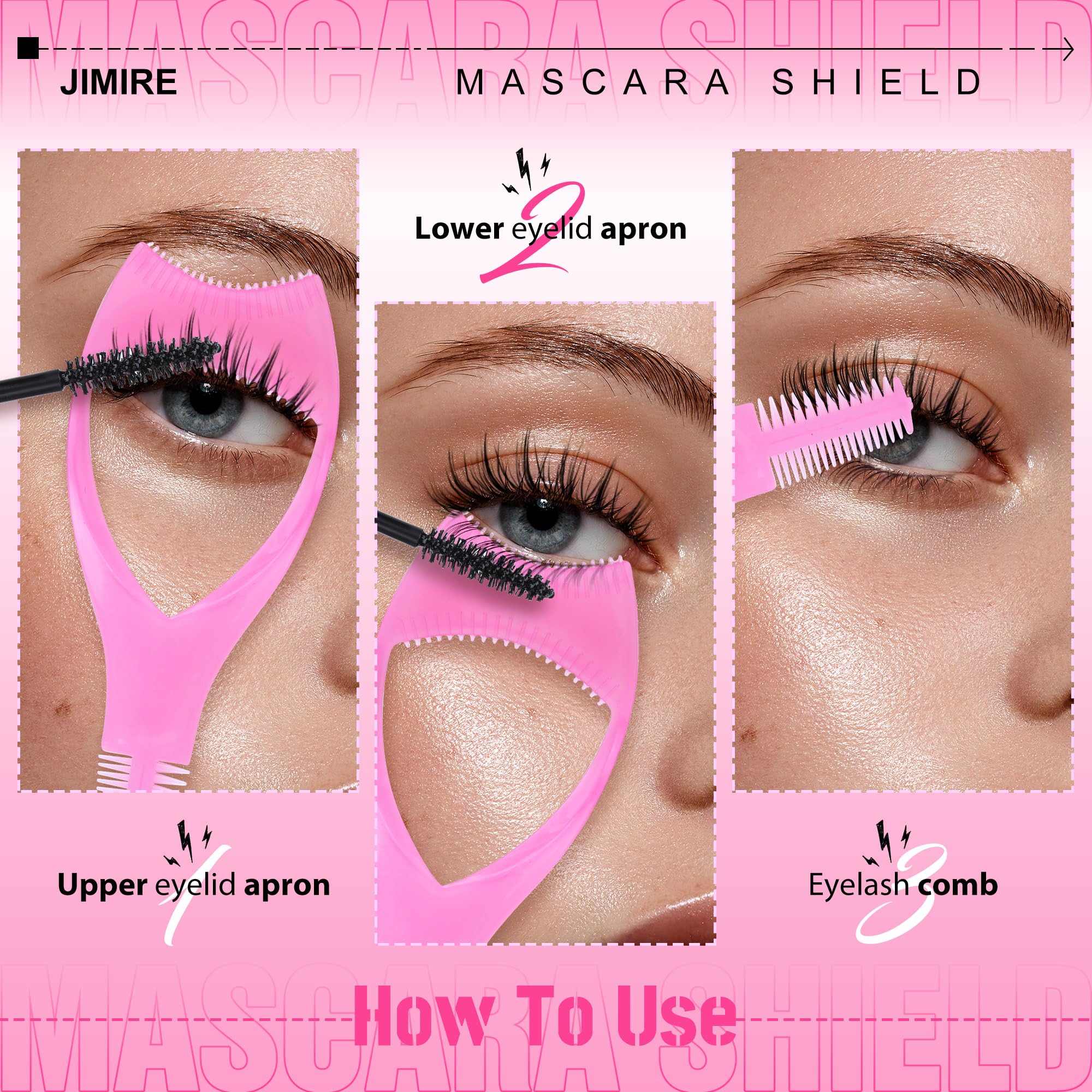 Protector de pestañas 3 en 1, 2 piezas, herramientas de pestañas, aplicador, protector de pestañas, plantillas delineadoras de ojos de silicona, herramienta de maquillaje para principiantes 2