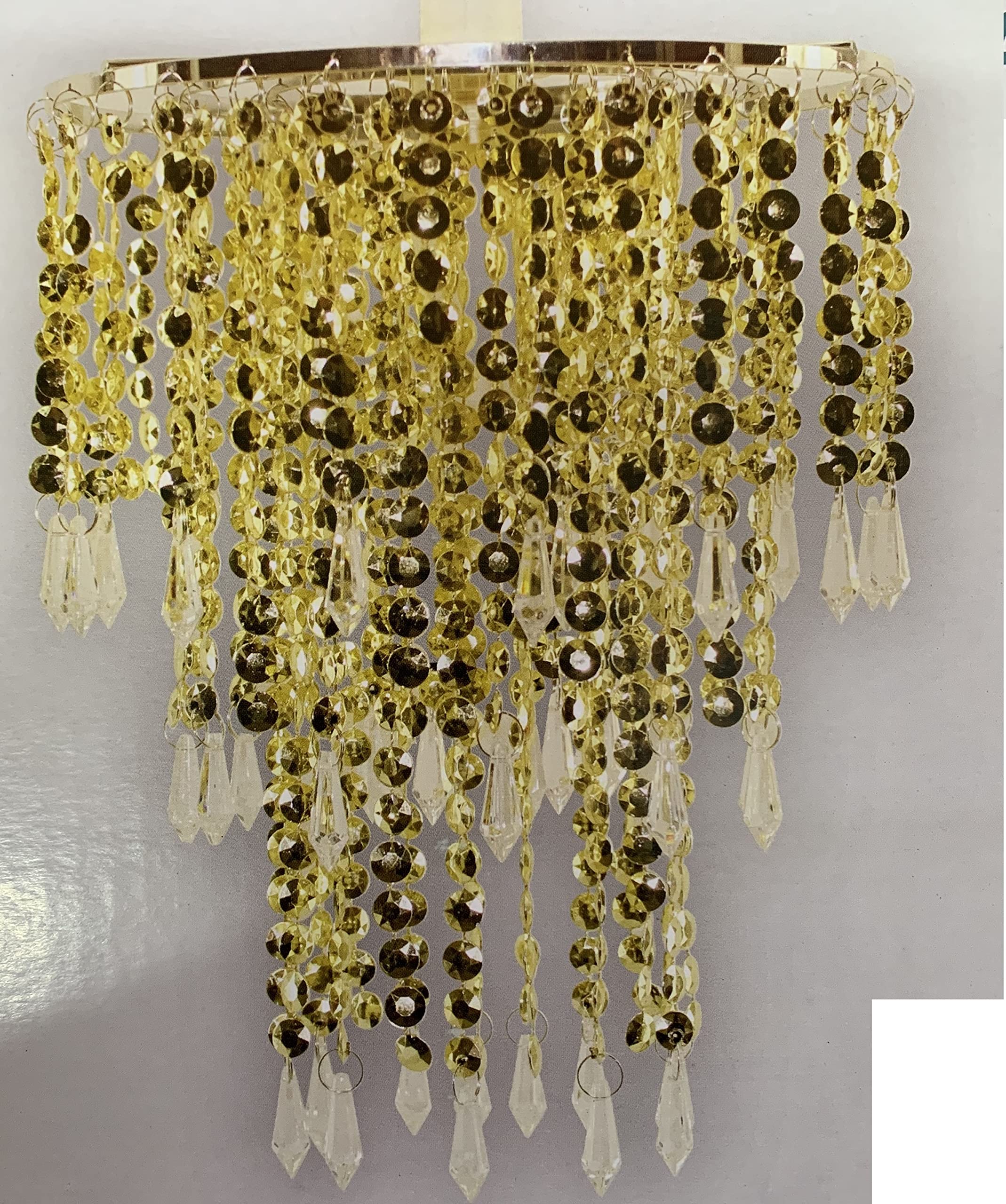 Optimal Products Gold Chandelier Style Ceiling Light Shade Droplet Pendant Acrylic Crystal Bead Luxury (Beaded 3 Tier )
