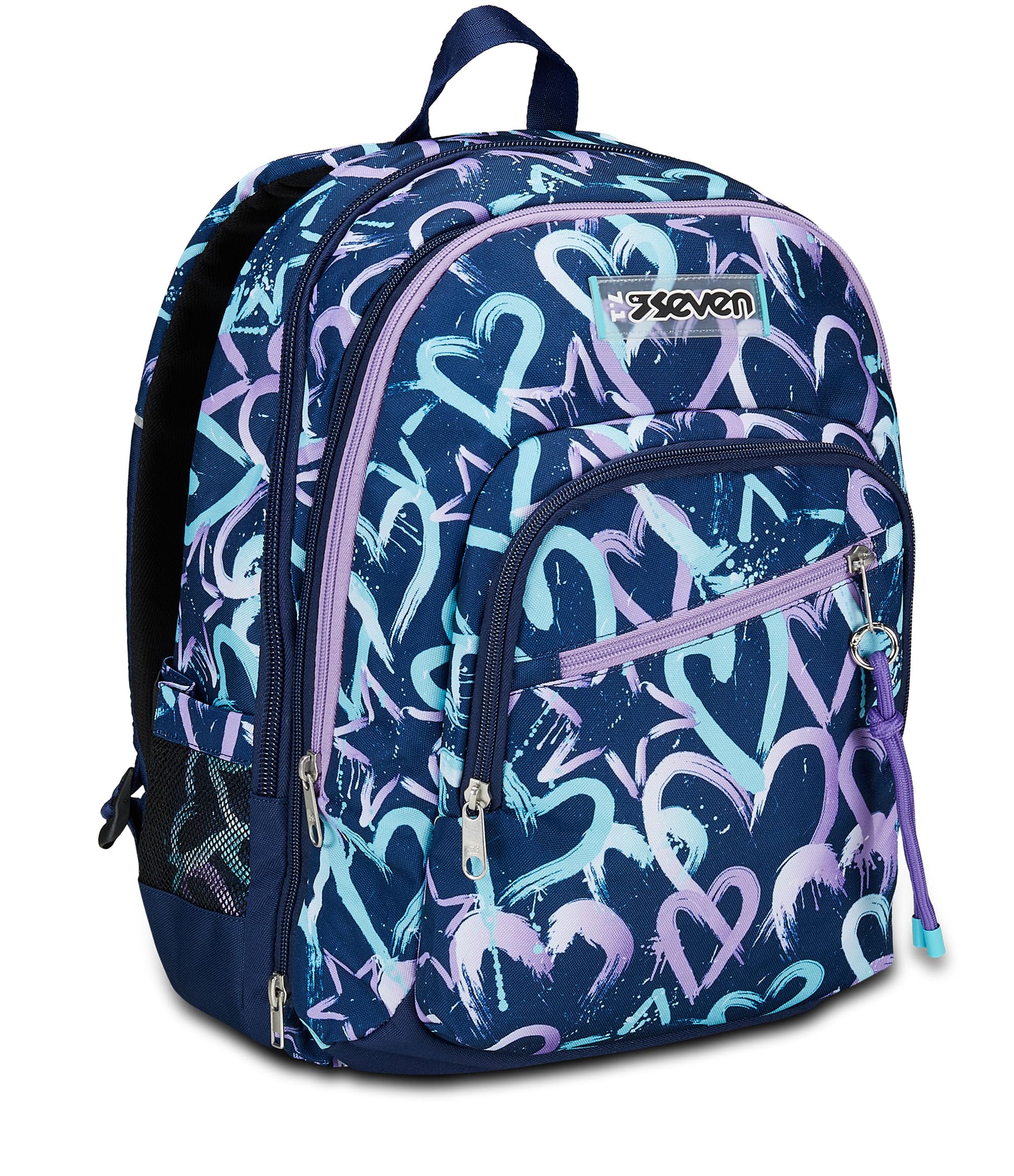 Seven Zaino Scuola Adavanced Detach, Viola Blu, Crystal Purple, Doppio Scomparto Con Tasca Staccabile Uso Zainetto, Tasca Porta PC, Tasca Porta Borraccia, Zaino Medie e Superiori, Bambina Ragazza