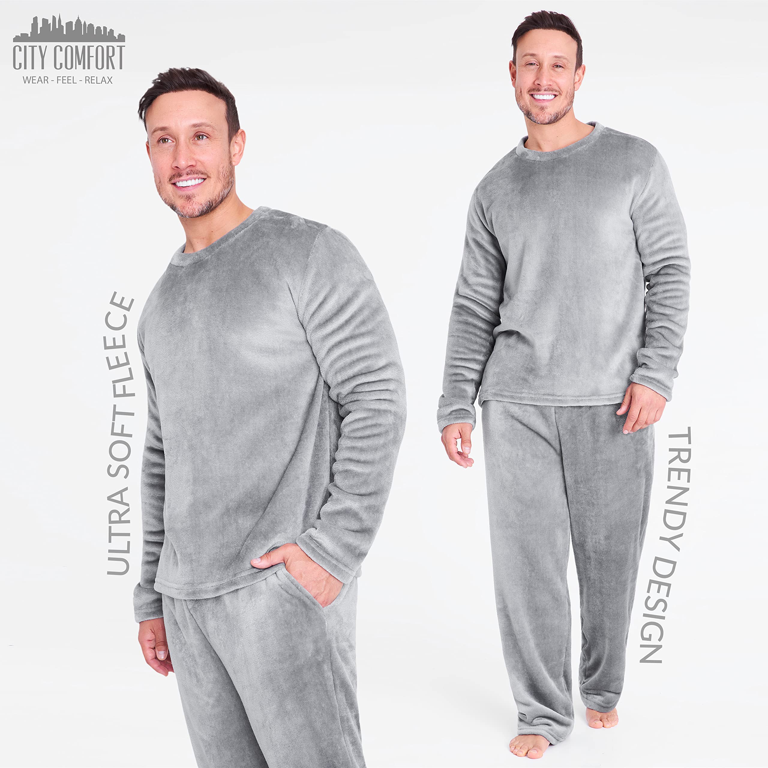 CityComfort Pigiama Uomo Set, 2 Pz Set Pile Abbigliamento da Casa - Regalo Uomo