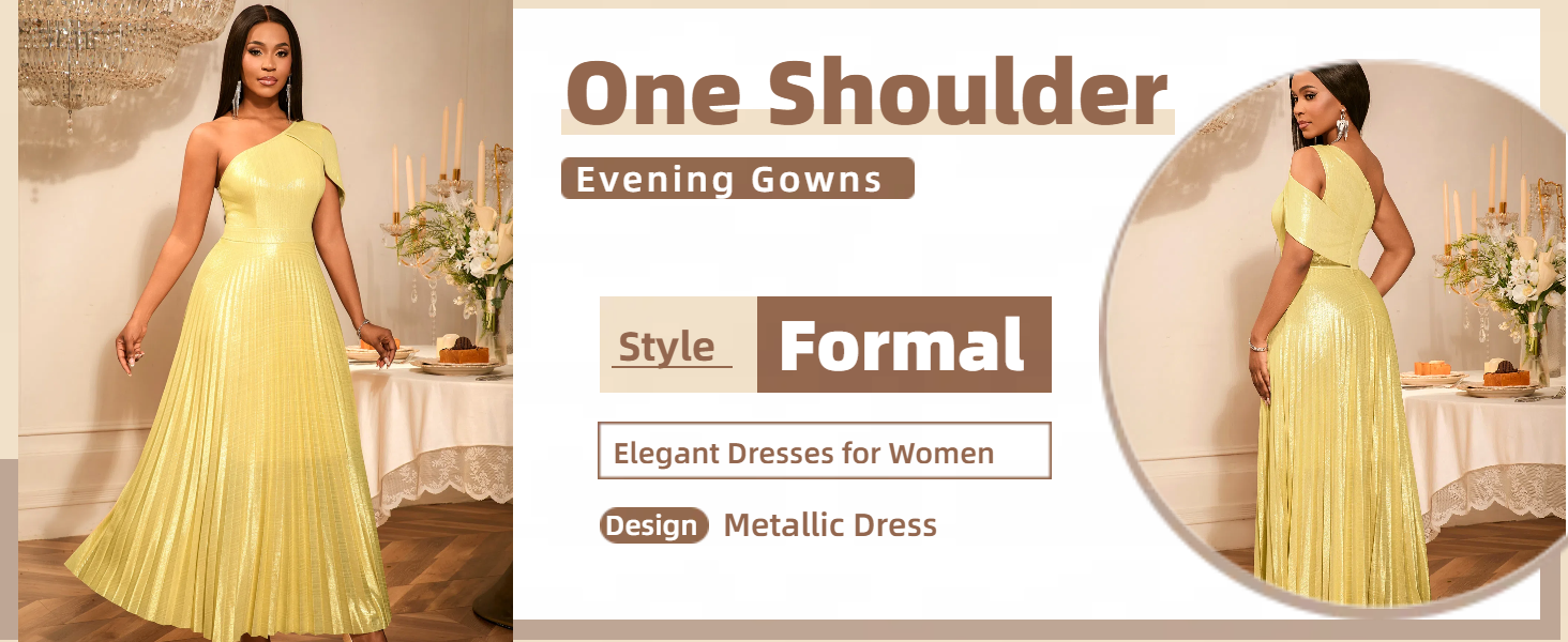 gold metallic dress amazon Amazon.com: AOMEI Womens Sparkly Metallic Flowy Pleated Dress One Shoulder  Empire Waist Long Shimmer Gowns and Evening Dresses (Medium,Gold) : Clothing,  Shoes & Jewelry