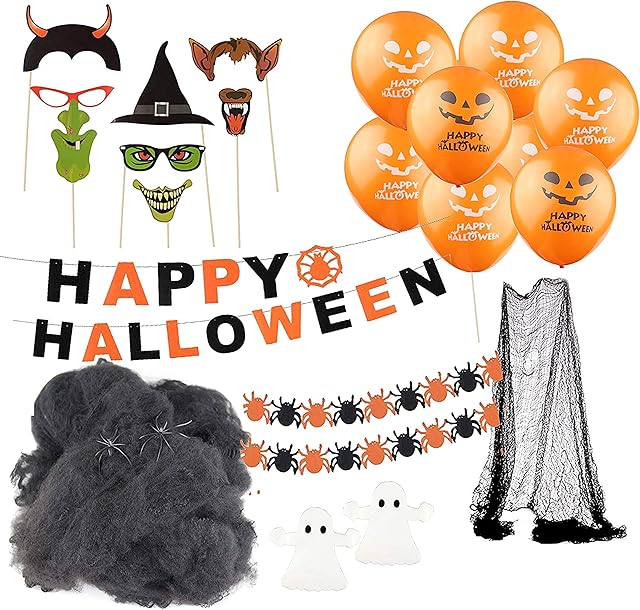 Dekoracja na Halloween, zestaw 30 elementów do domu, na stół i do ogrodu