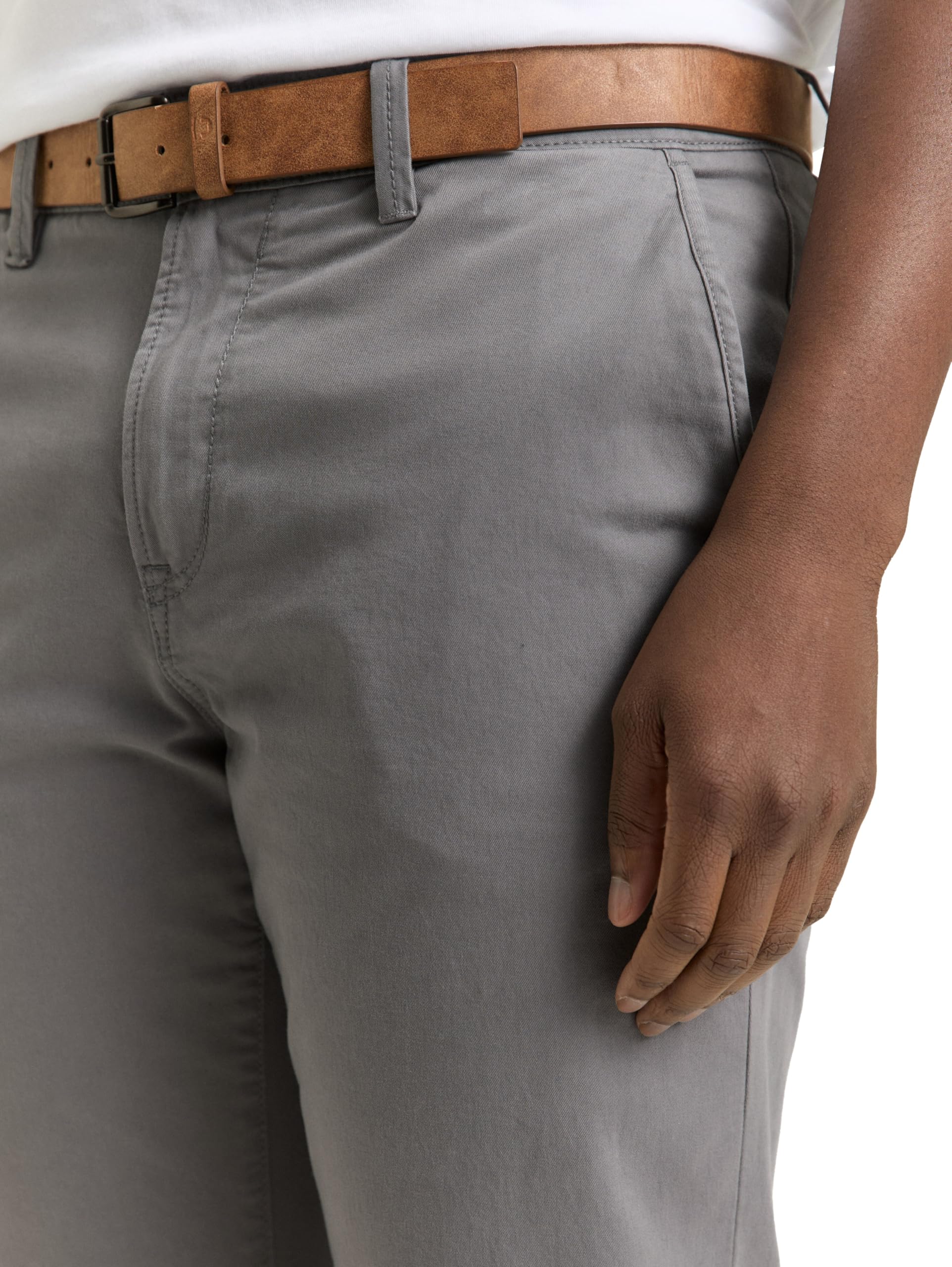 TOM TAILOR Denim Herren Slim Fit Chino Hose mit Gürtel