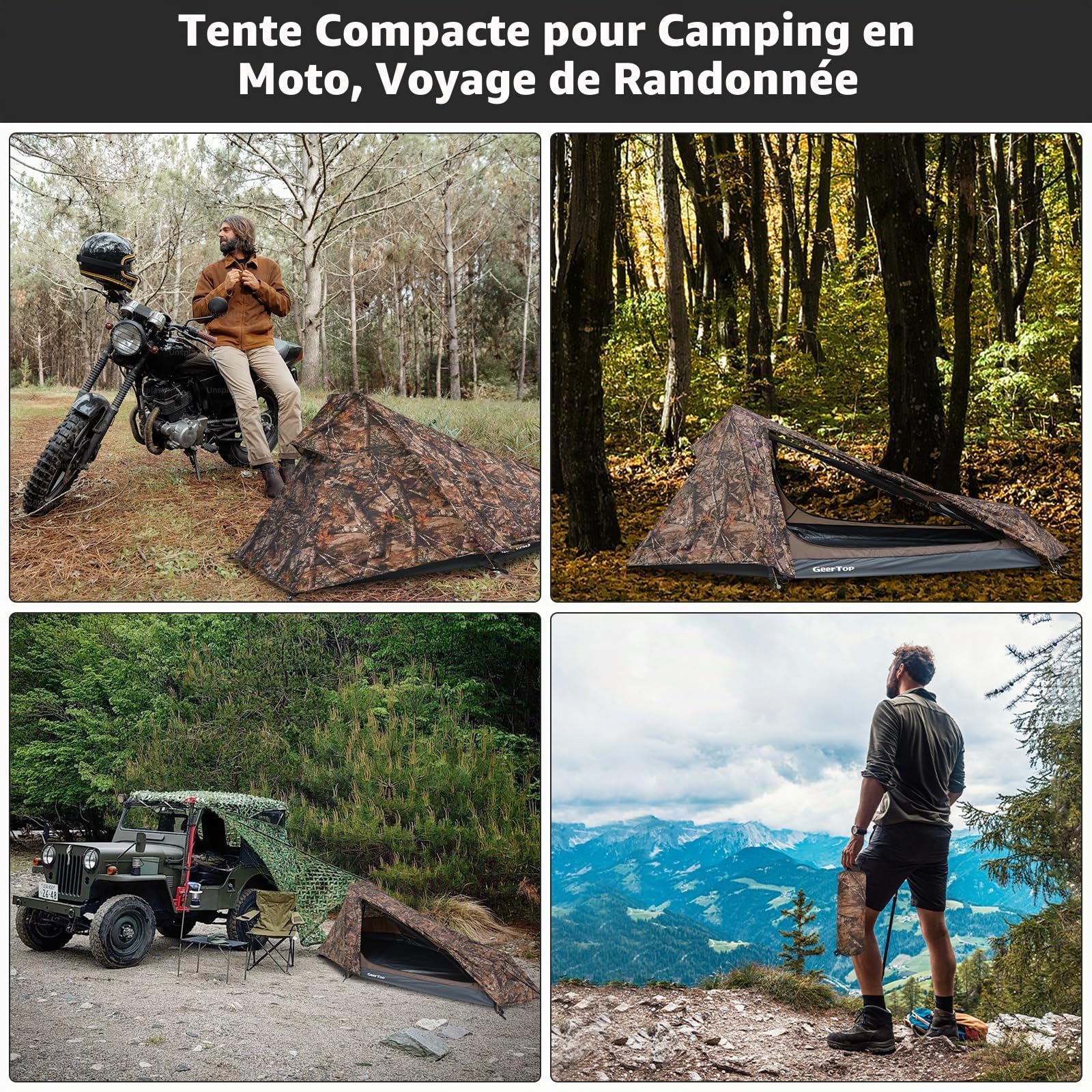 GEERTOP Tente de Randonnée Ultra Légère 1 Personne 3-4 Saison pour Camping Trekking d’Extérieur