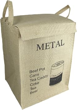 Large Cuboid Lightweight Foldable Portable Waterproof Coating Jute Classification Sundry Storage Bin with Handle and Lid Storage Metal for Home Or Travel H15.5 X W11 X L12inch