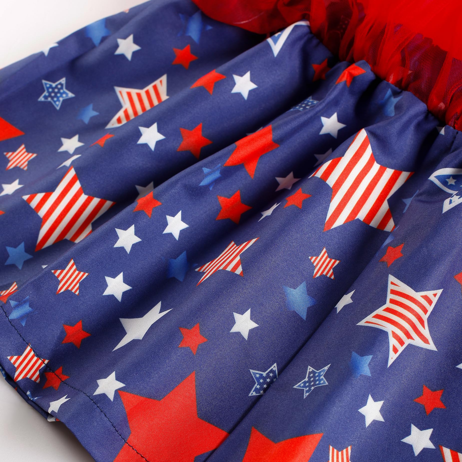 RETSUGO Conjunto de falda tutú de tul para niñas pequeñas del 4 de julio, vestido con estampado de corazón y bandera estadounidense, 2-8 años