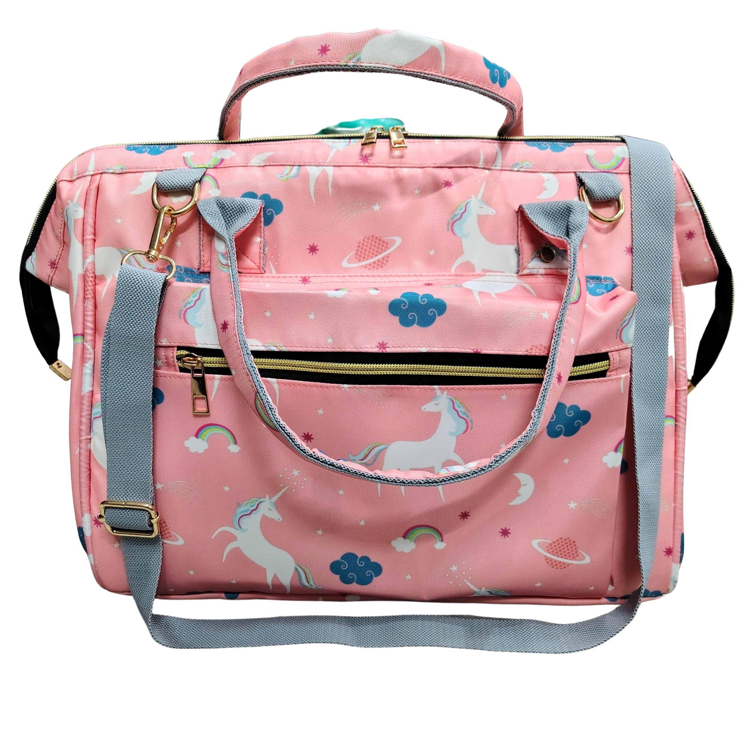 Tip 'n' Top Baby Diaper Handbag 3-in-1 Carrying Styles with Insulated Bottle Pockets Diaper Handbag Maternity Hospital Bag (Pink- Unicorn)-image-12
