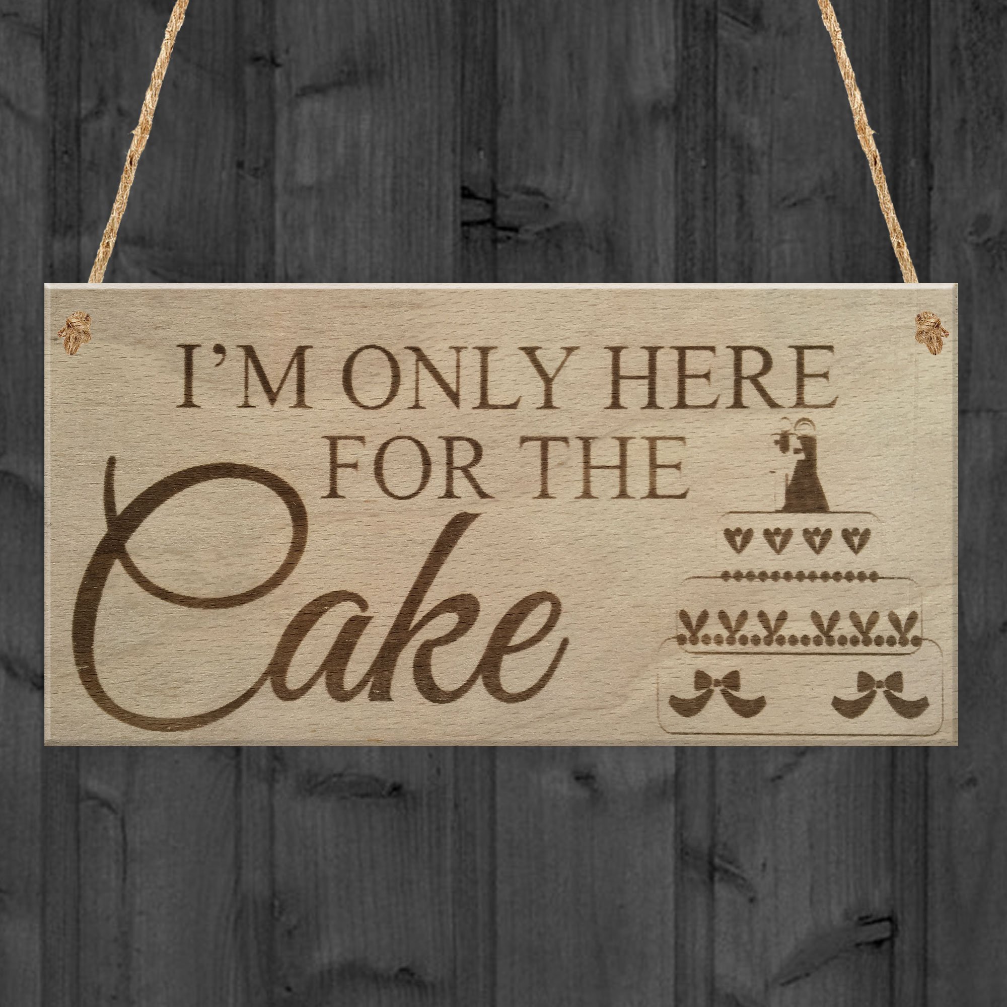 Red Ocean Here For Cake Wedding Prop Shabby Chic Gift Bride Hanging Plaque Funny Love Sign