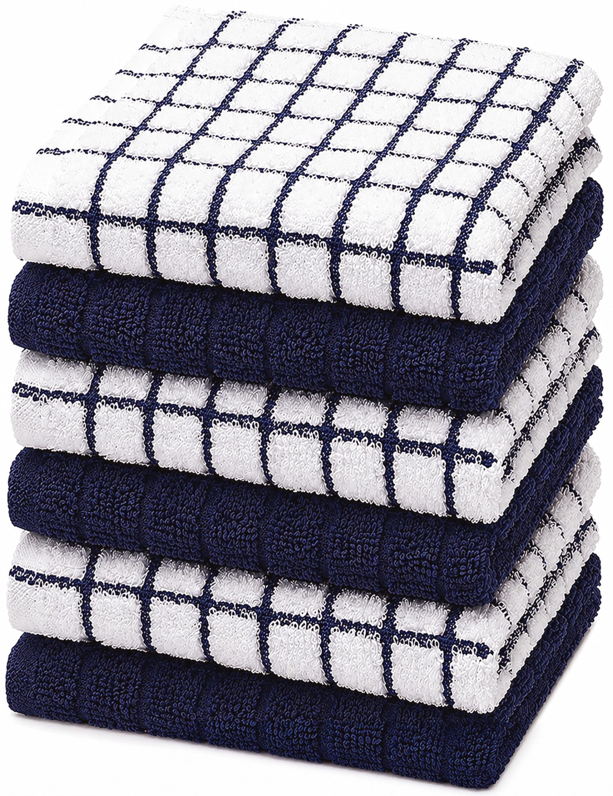 Bumble Dish Cloths (6-Pack), 100% Cotton Kitchen Towels, 12"x12" - Navy