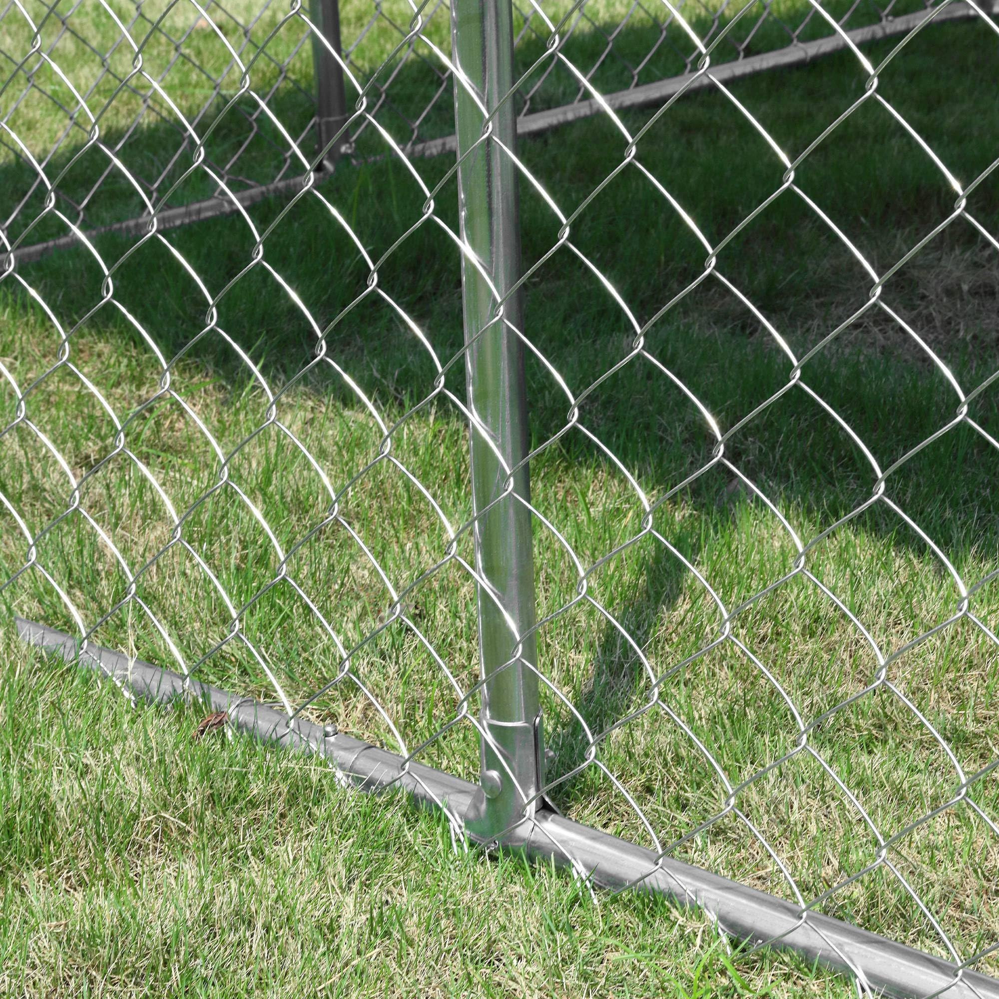 PawHut Perrera de Exterior con Toldo Jaula para Perros con 1 Puerta Anti-UV Impermeable y Marco de Acero para Jardín Patio 230x230x175 cm Plata