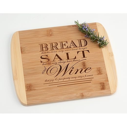 Bread Salt Wine Quote from It's a Wonderful Life Wood Cutting Board Housewarming Realtor Closing Gift Engraved on Two Tone Bamboo 13.5 x 11.5"