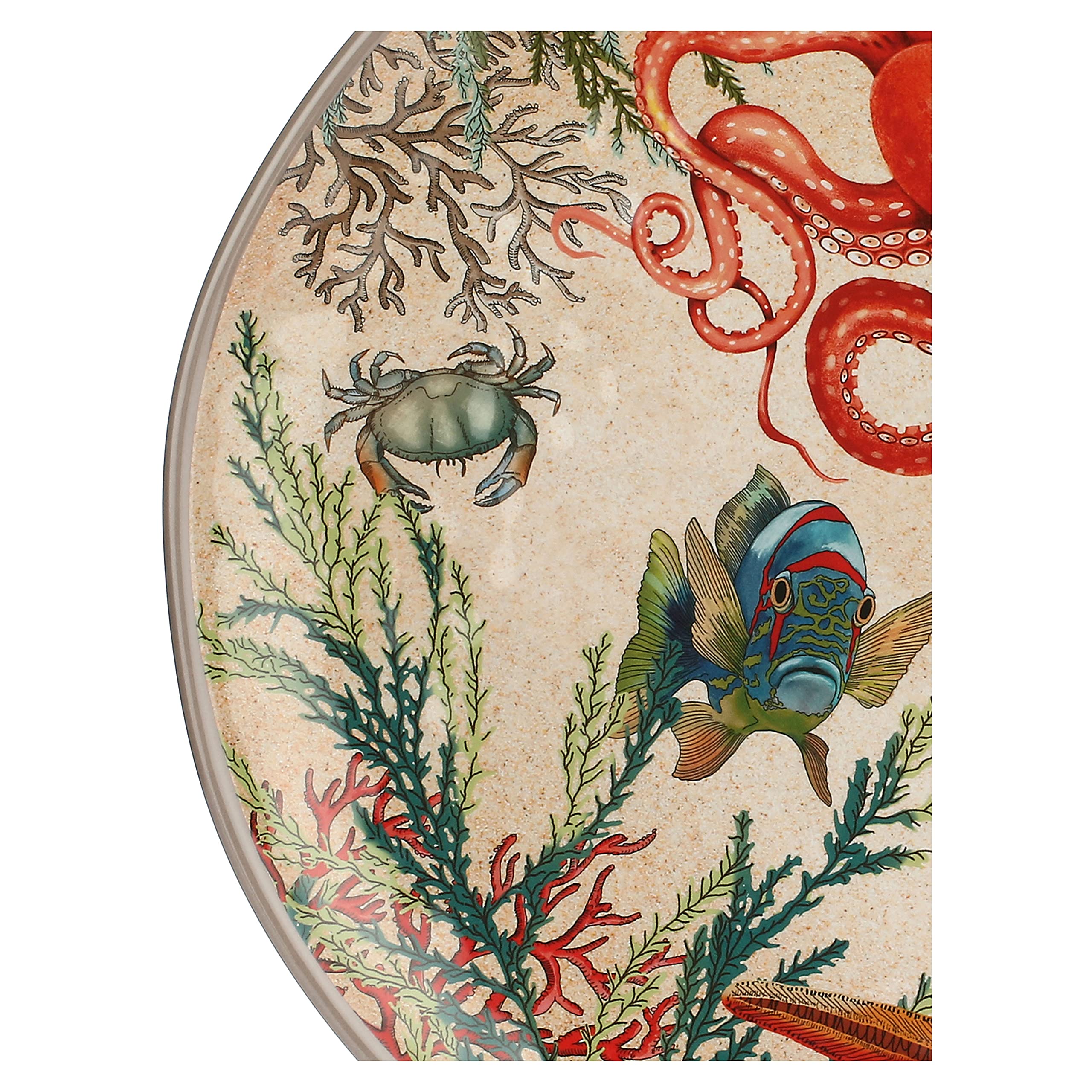 Nador Sea Life - Plato redondo (100% melamina Ø 42 cm), color blanco