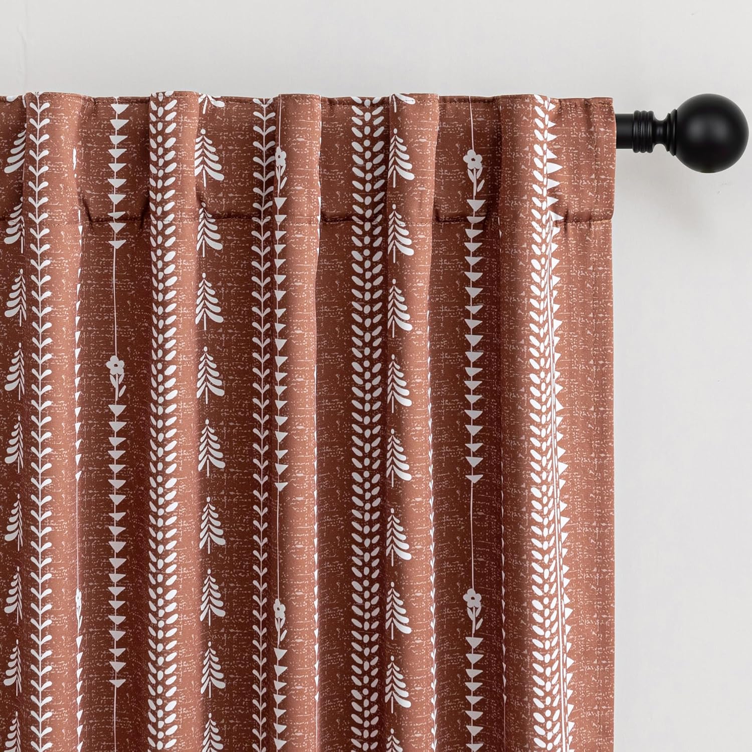 MEETSKY Boho Terracotta 95% Blackout Curtains 95 Inch Long - Burnt Orange Rust Fall Pattern Room Darkening Thermal Insulated Drapes for Bedroom Living Room Farmhouse, Back Tab, 50" Wide, 2 Panels Terracotta 50"W x 95"L (Pack of 2)