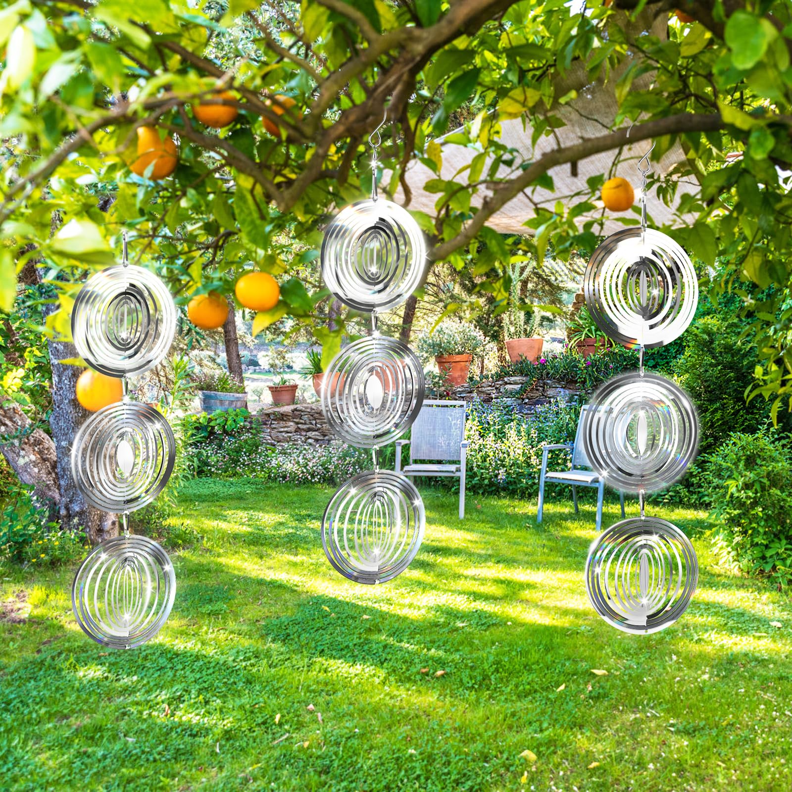 Odblaskowe dzwonki przeciwwiatrowe, 3 sztuki, metalowy spinner wiatrowy, obrotowy, 3D, dekoracja domu, ogrodu, dzwonki wietrzne, do ogrodu, na balkon, podwórko